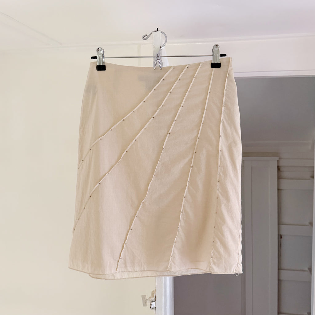 August Silk Vintage Y2K Beaded Pintuck Cotton Pencil Skirt Size 6P