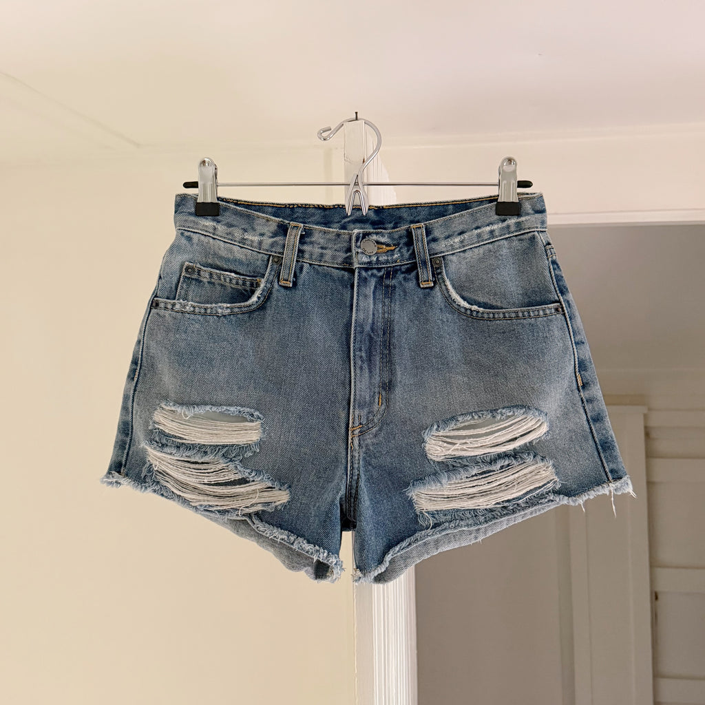 Carmar Distressed Ripped Cutoff Jean Shorts Size 25