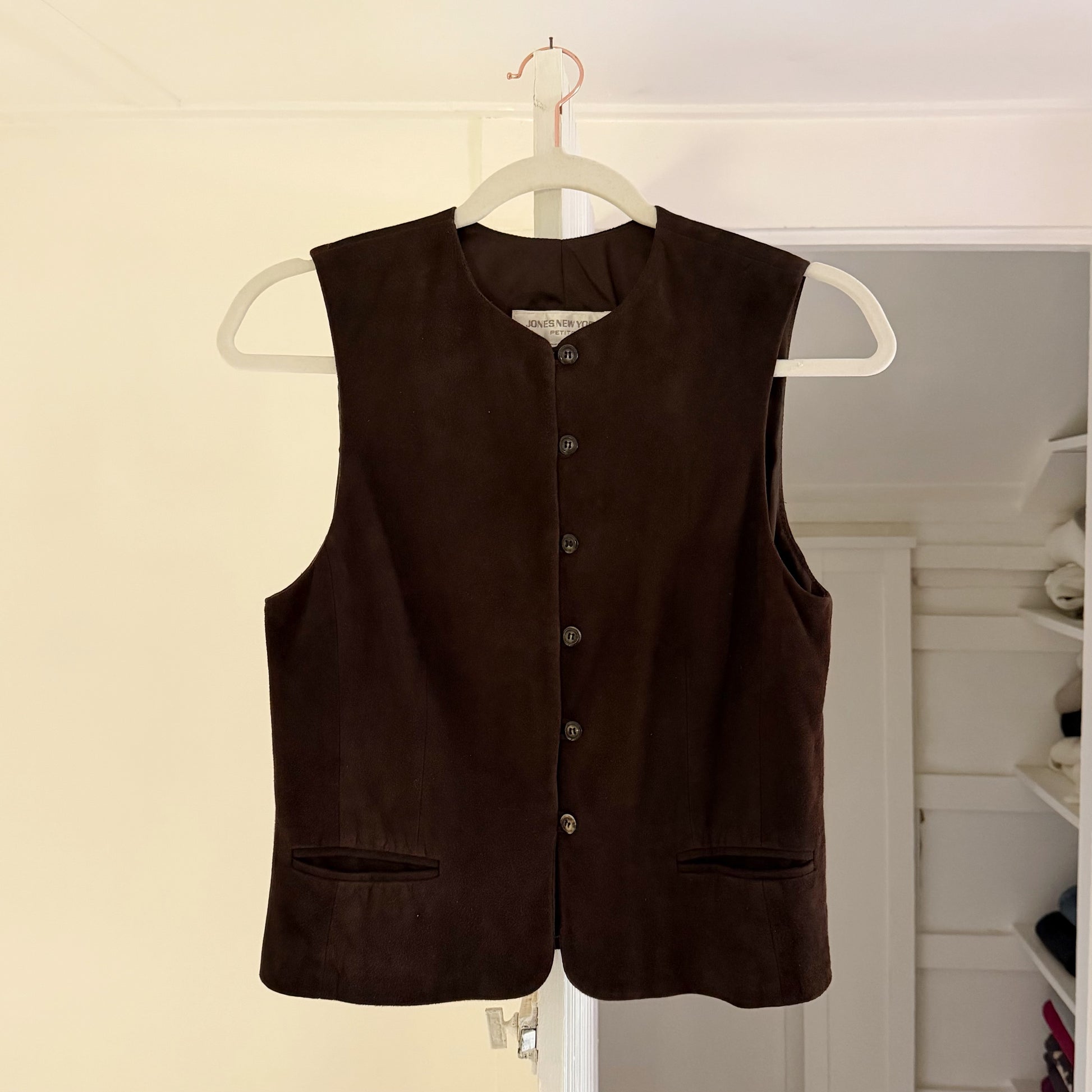 Jones New York Vintage 90s Suede Leather Suit Vest Size 4P