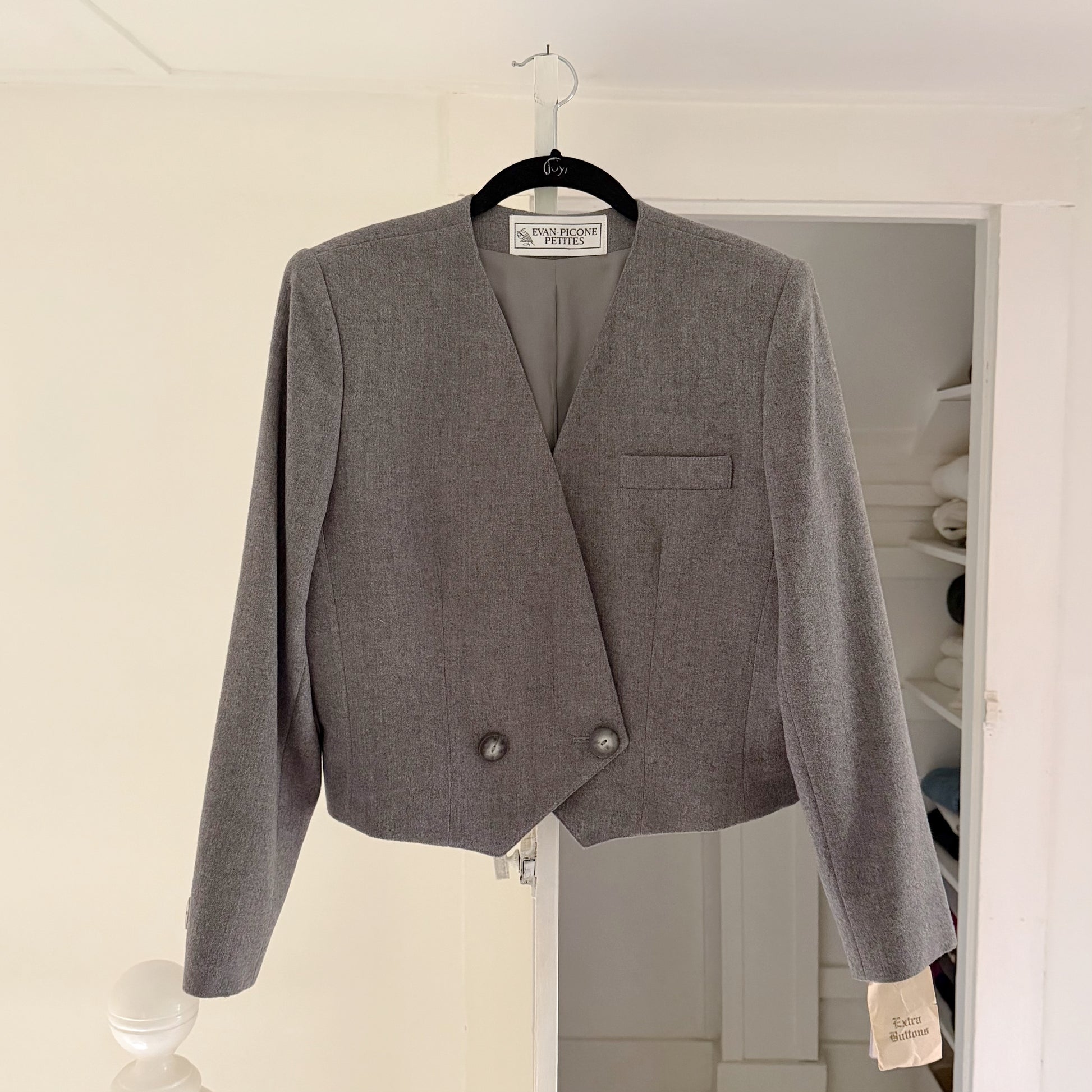 Evan Picone Vintage 80s Wool Double Breasted Cropped Blazer NWT Size 8P