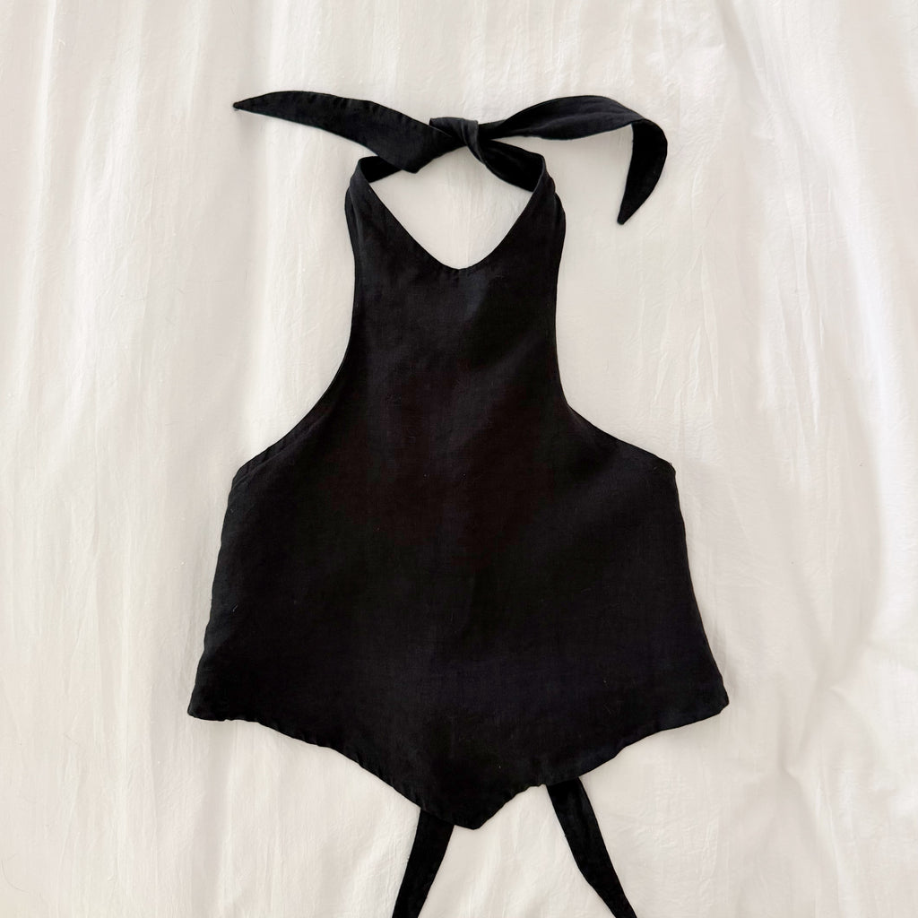 Patcha Bianca Linen Tie Back Halter Top NWT Size M