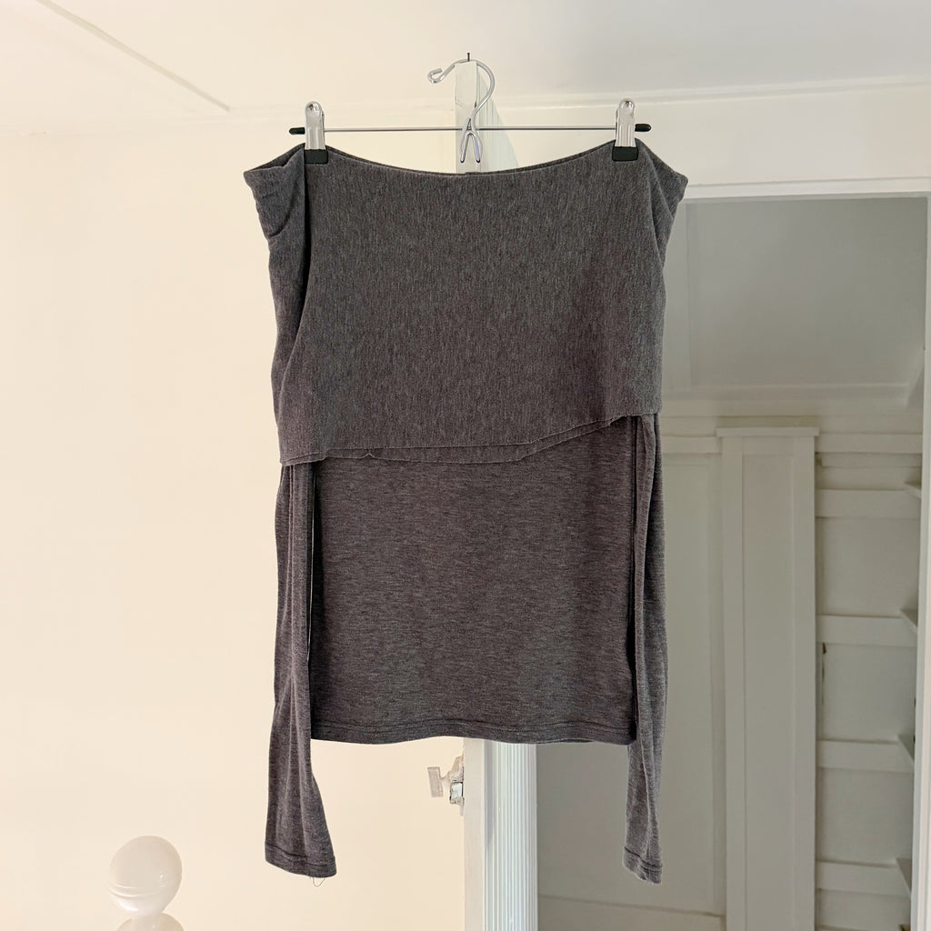 Source Unknown Jersey Knit Off Shoulder Overlay Top OS