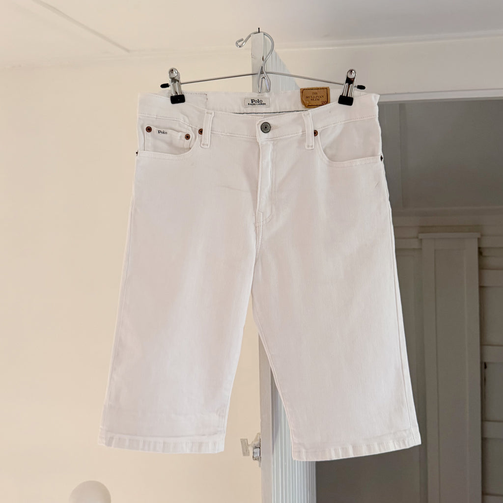 Polo Ralph Lauren The Sullivan Slim Bermuda Jean Shorts Dell White Size 20 NWT
