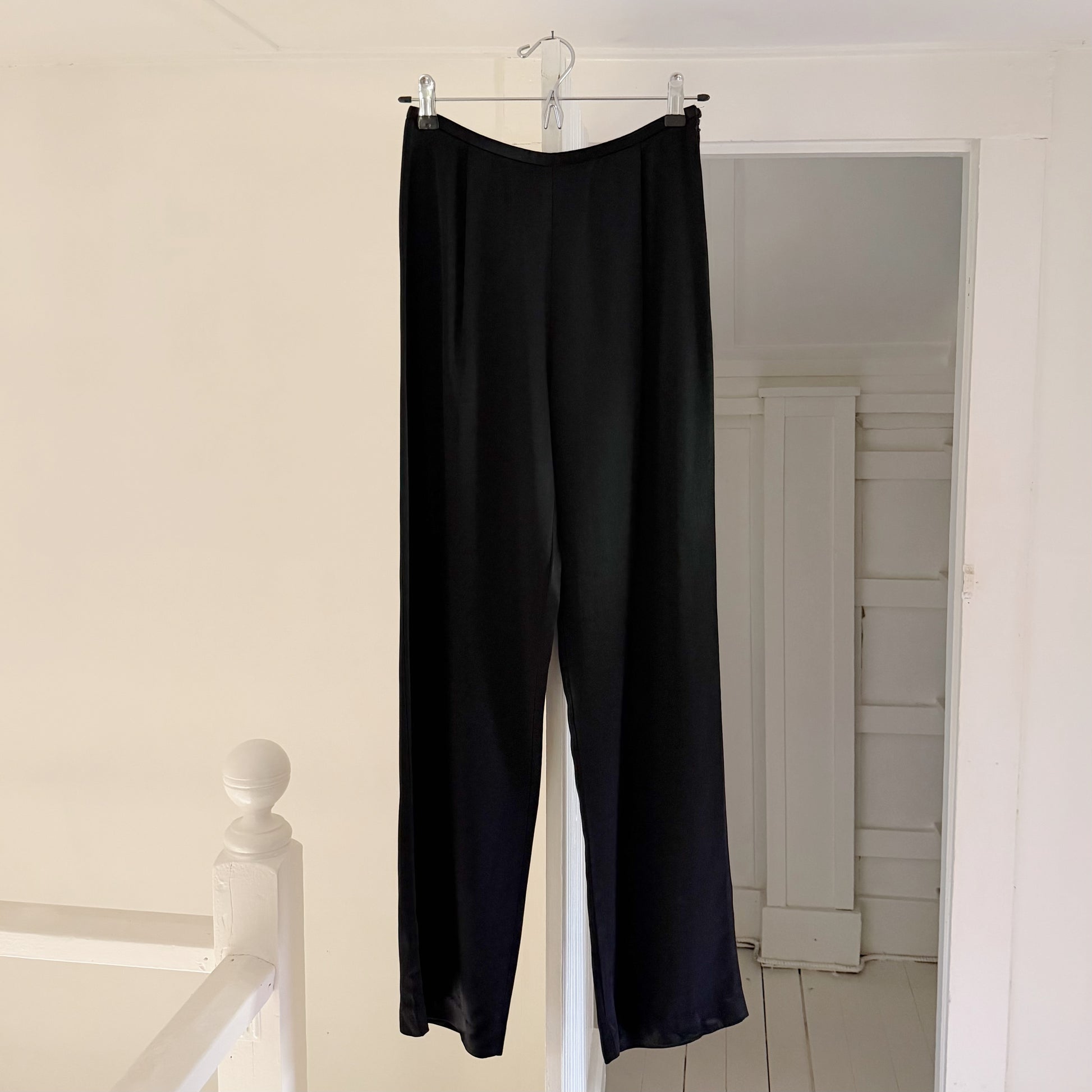 Hillard & Hanson Vintage 90s Satin Pleated Straight Leg Pants Size 4