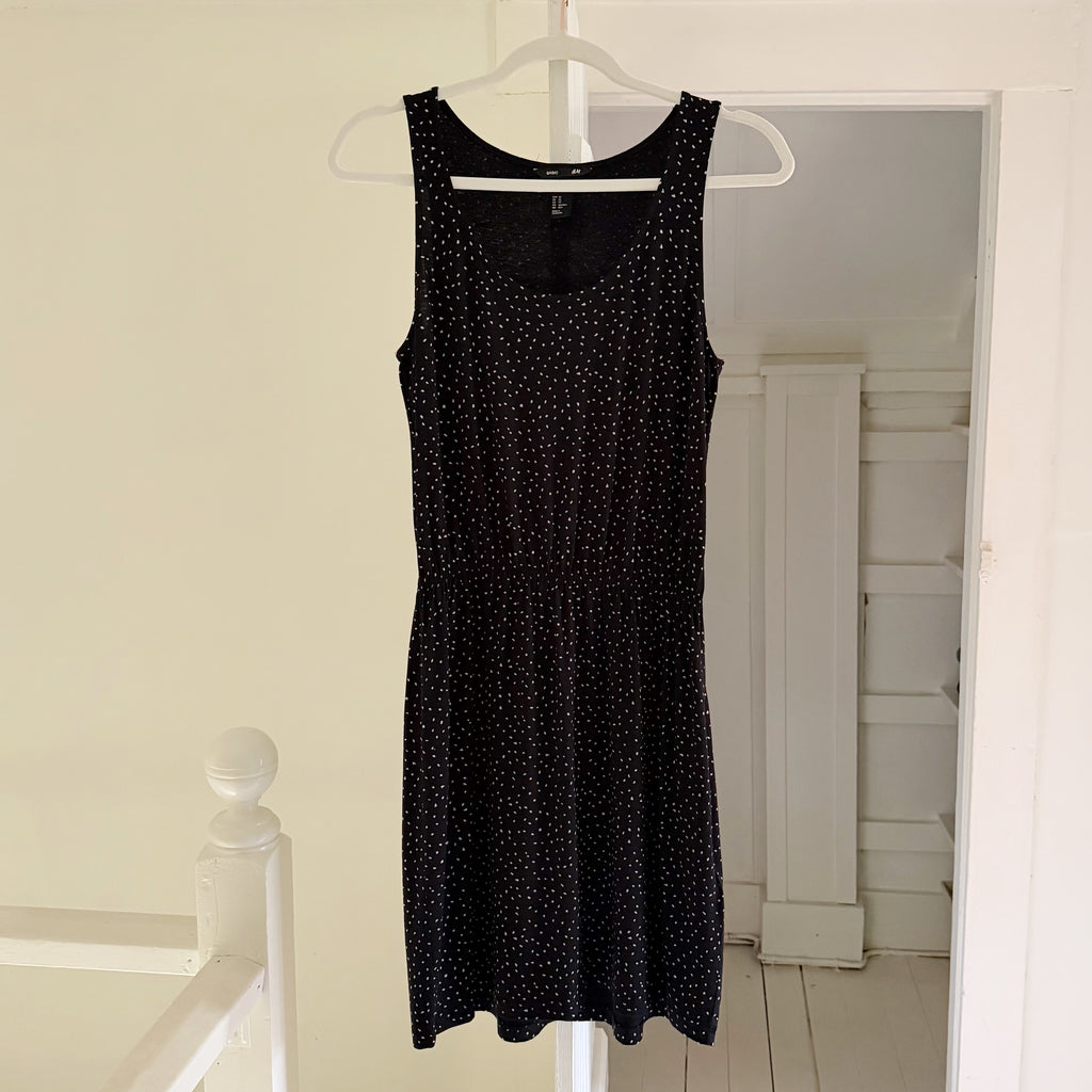 H&M Dot Print Blouson Waist Mini Dress Size XS
