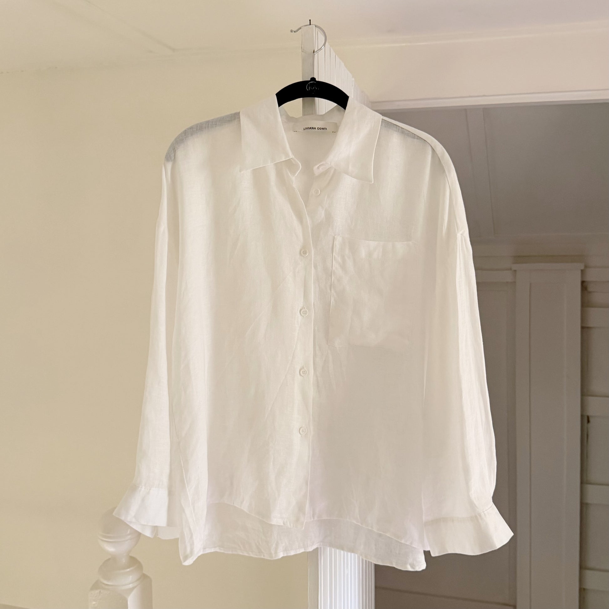 Liviana Conti Donna Linen Button Down Shirt Size 42