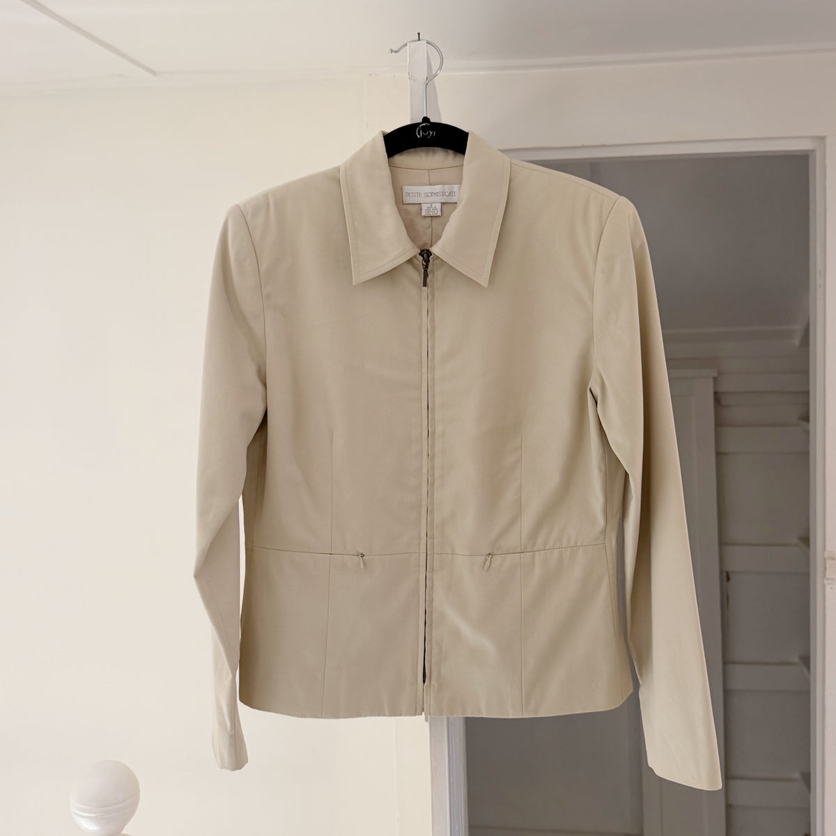 Petite Sophisticate Vintage Y2K Zip Up Jacket Beige Size 2