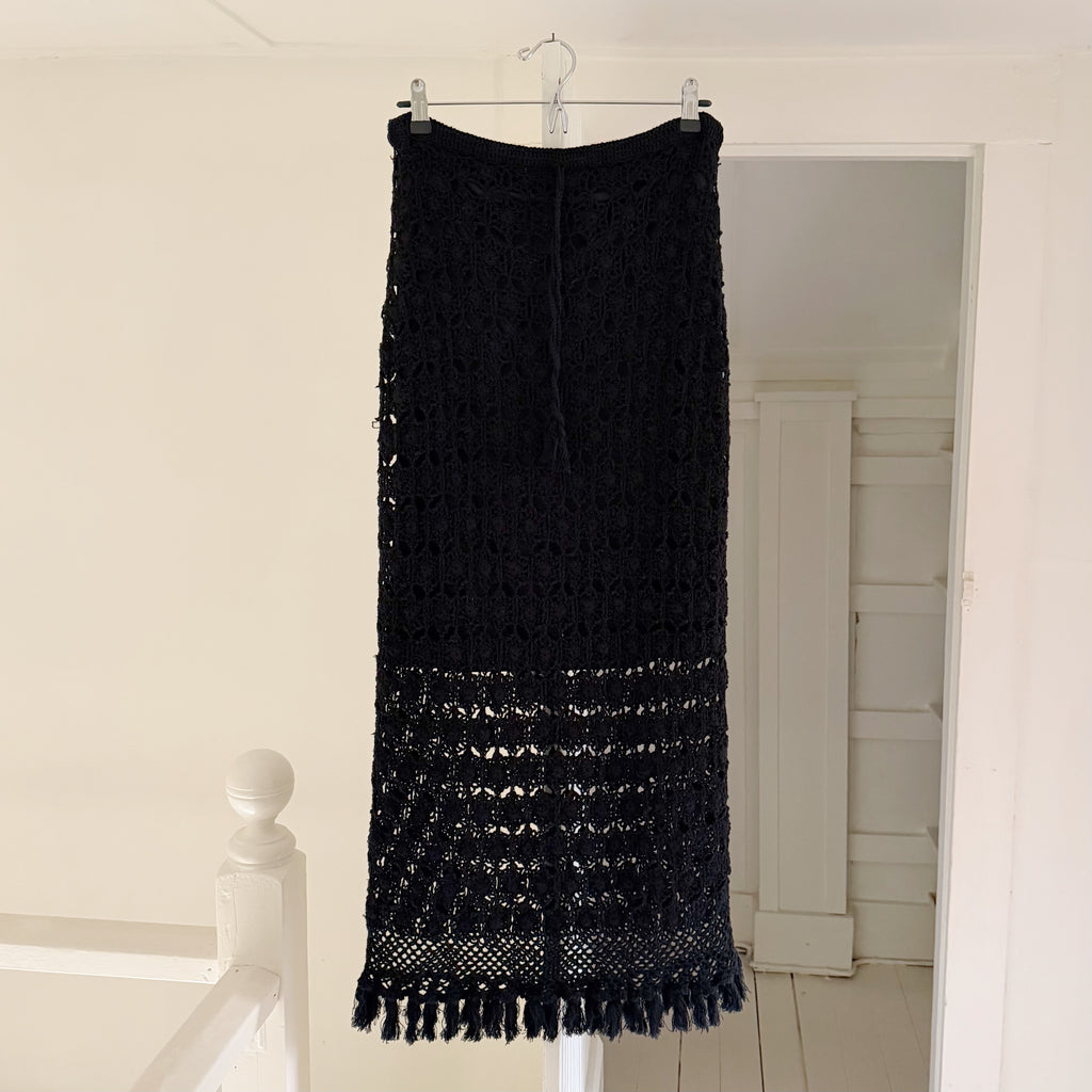 Moda International Vintage Y2K Sheer Crochet Knit Maxi Skirt Size M