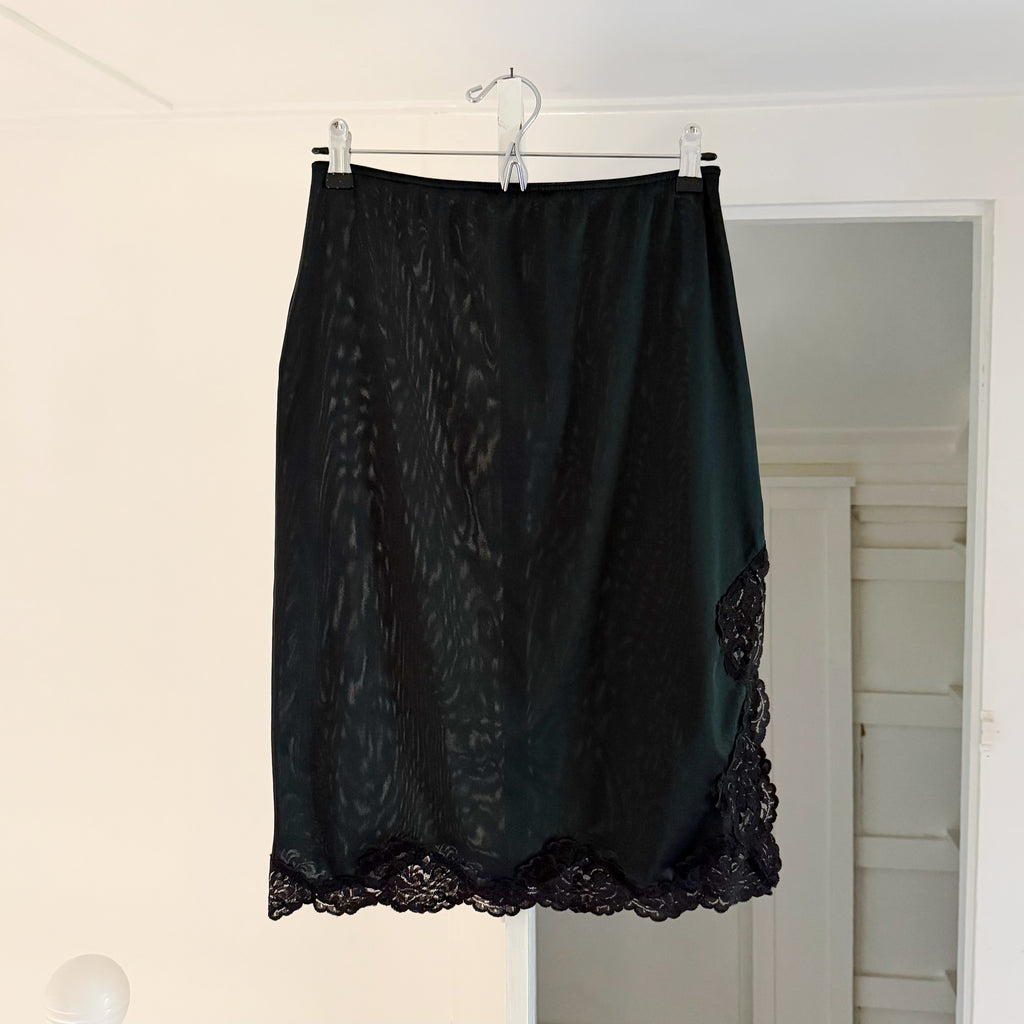 Greenco Maid Vintage Lace Trim Midi Slip Skirt Size S