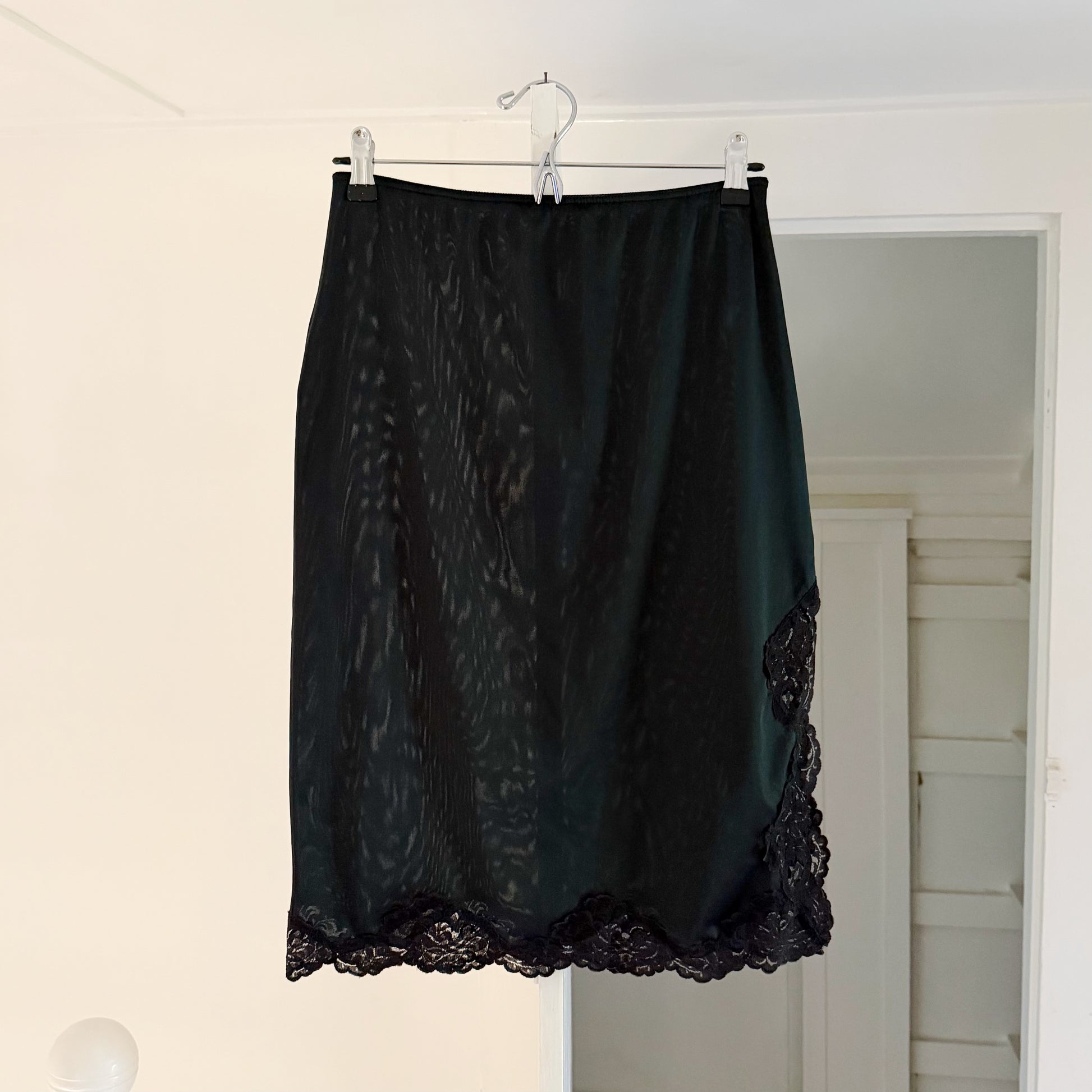 Greenco Maid Vintage Lace Trim Midi Slip Skirt Size S