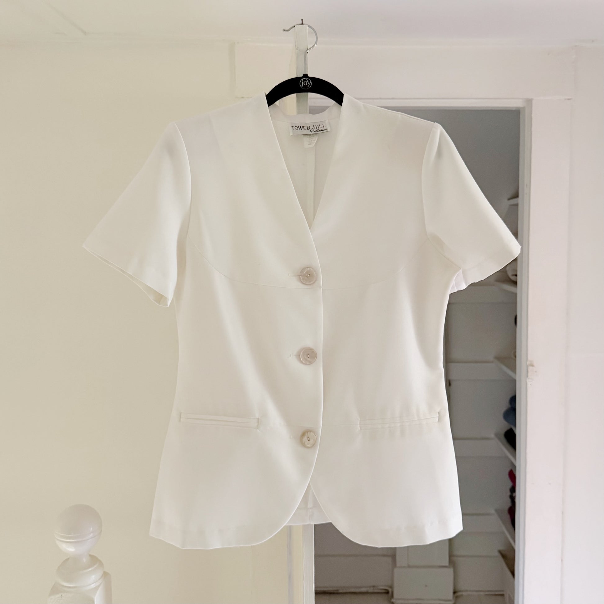 Tower Hill Collection Vintage 90s Short Sleeve Collarless Blazer Size 10