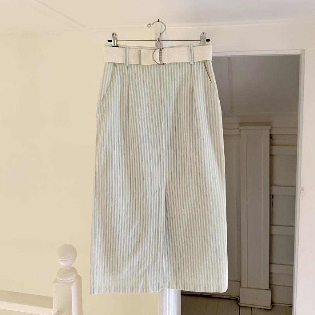 Candie's Vintage 90s Pinstripe Belted Midi Pencil Skirt Size 9/10