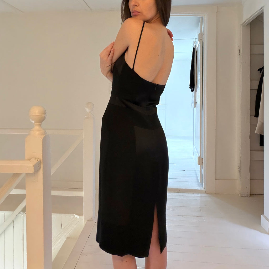 Emanuel Ungaro Vintage 90s Satin Panel Midi Dress Size 2/36