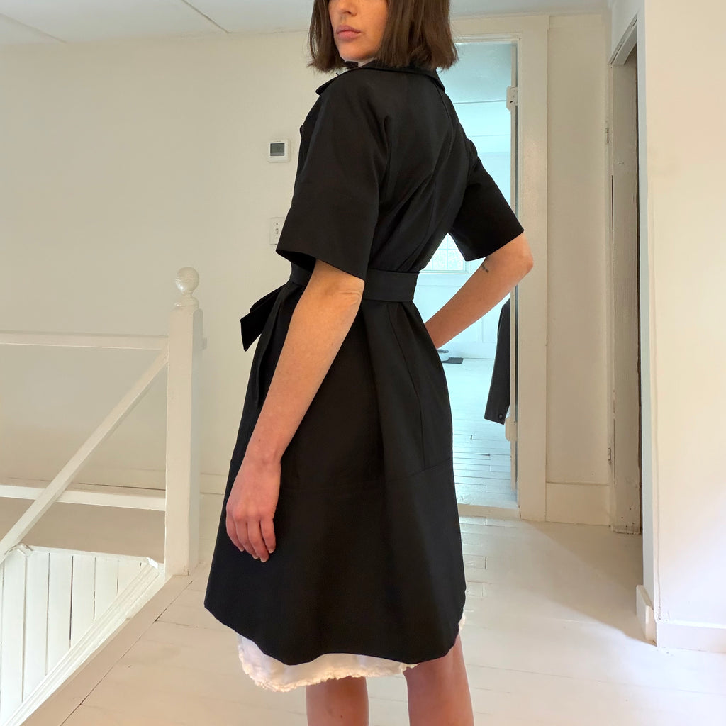 Theory Lyda Short Sleeve Tie Waist Trench Coat Size P