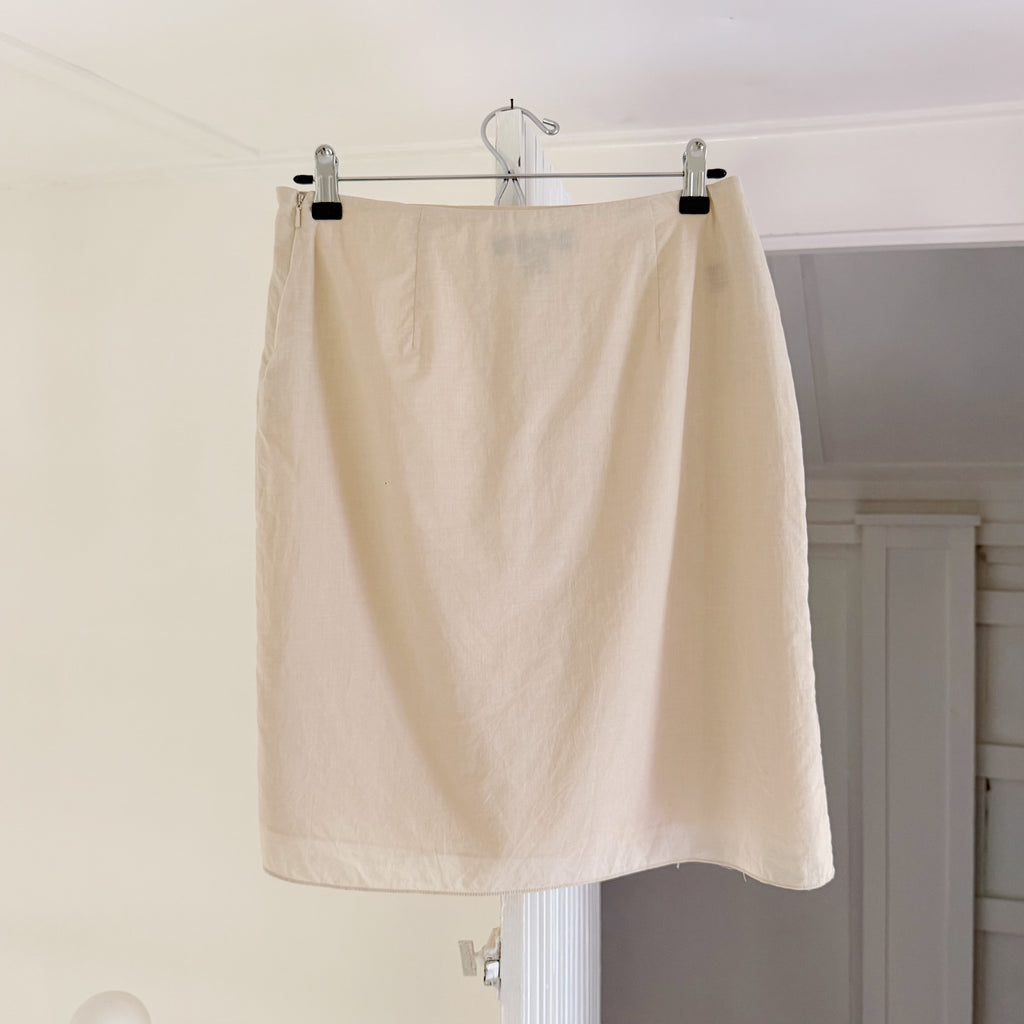 August Silk Vintage Y2K Beaded Pintuck Cotton Pencil Skirt Size 6P