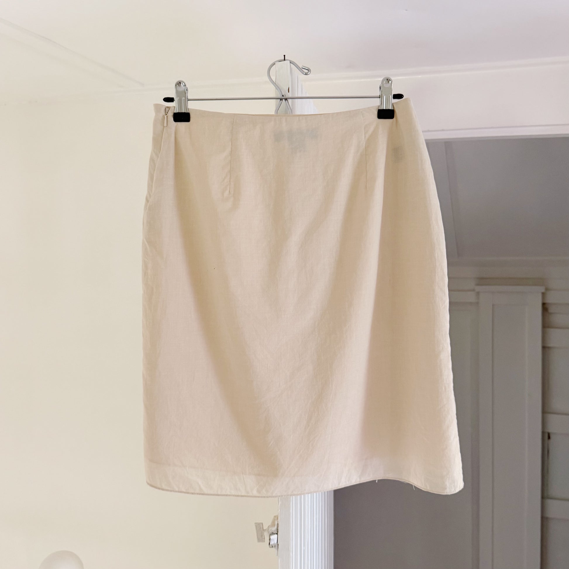 August Silk Vintage Y2K Beaded Pintuck Cotton Pencil Skirt Size 6P