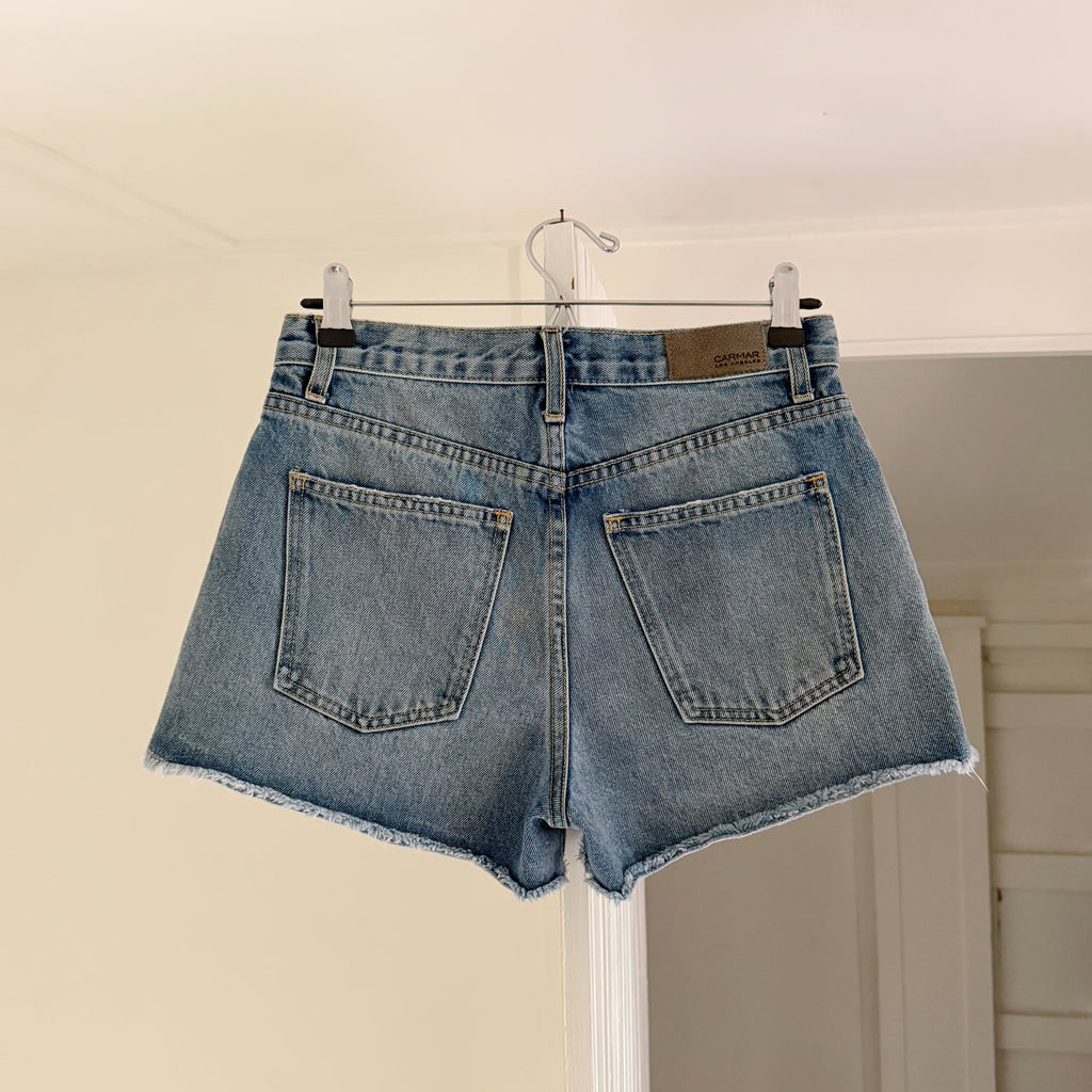 Carmar Distressed Ripped Cutoff Jean Shorts Size 25