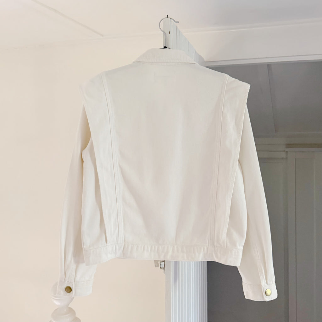 La Petite Etoile Capped Shoulder Cropped Denim Jacket Size 1