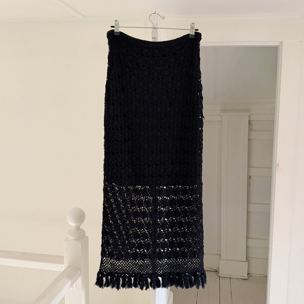 Moda International Vintage Y2K Sheer Crochet Knit Maxi Skirt Size M