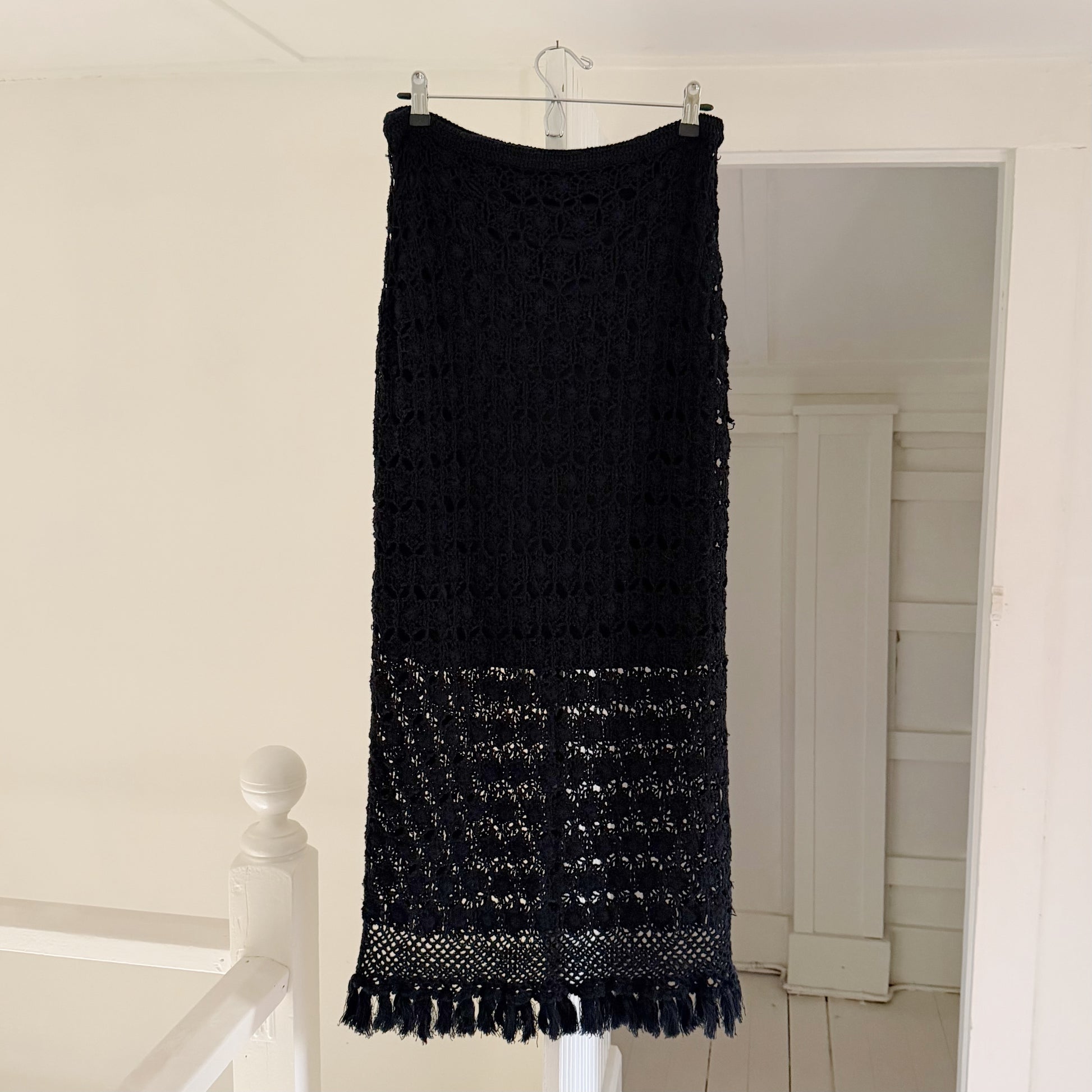 Moda International Vintage Y2K Sheer Crochet Knit Maxi Skirt Size M