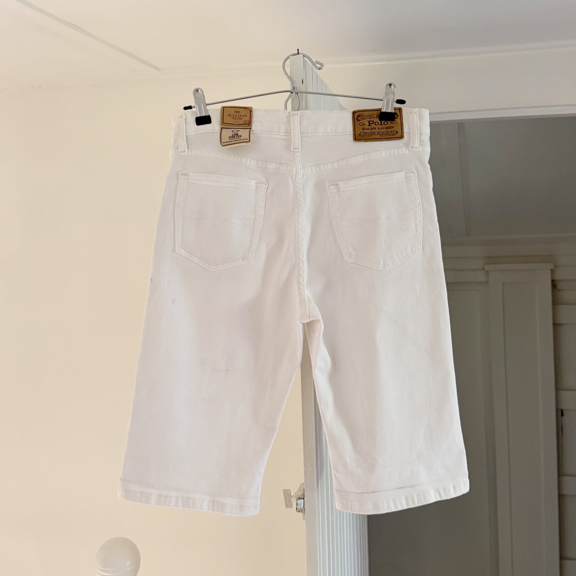Polo Ralph Lauren The Sullivan Slim Bermuda Jean Shorts Dell White Size 20 NWT