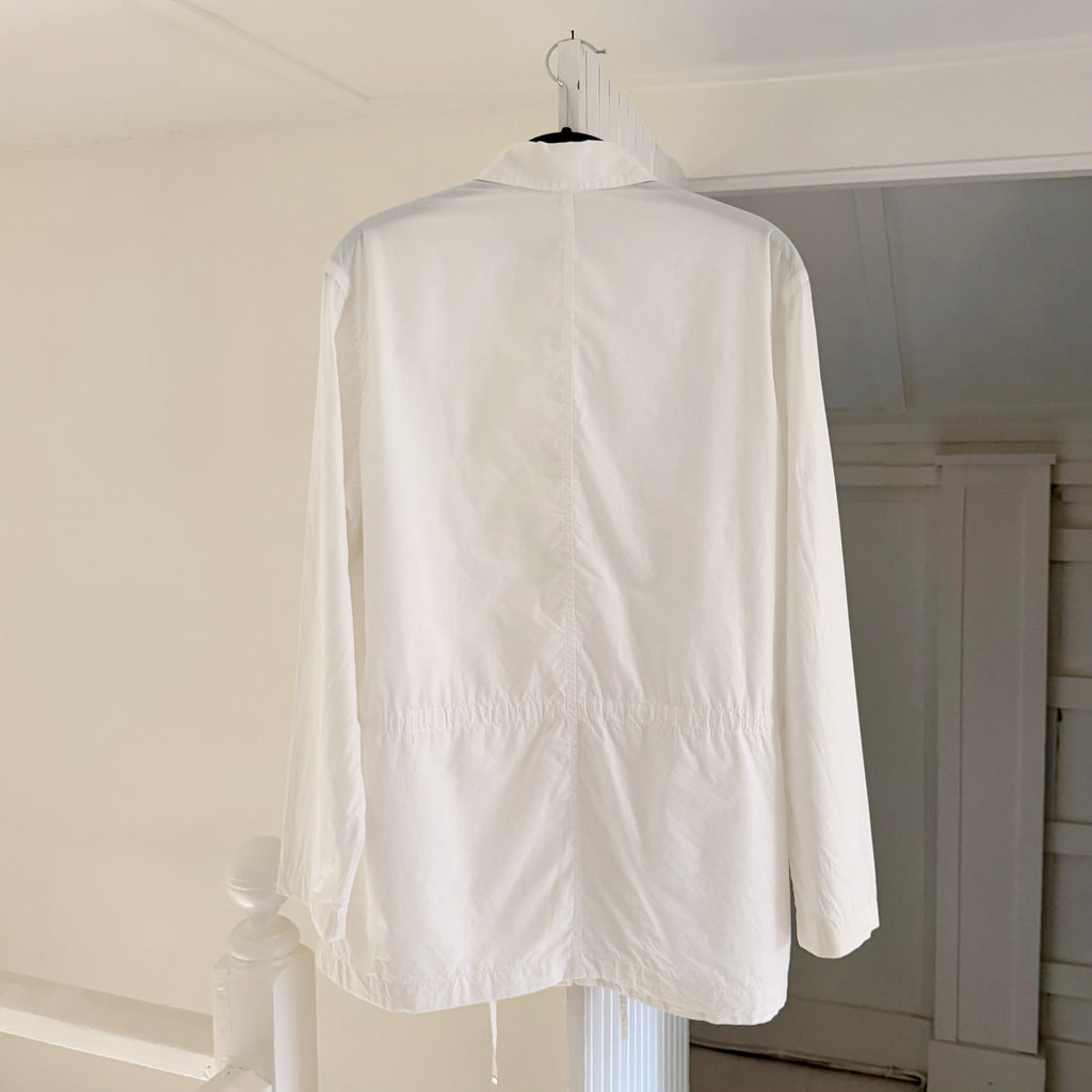 Emanuel Ungaro Poplin Drawstring Waist Button Down Shirt White Size S