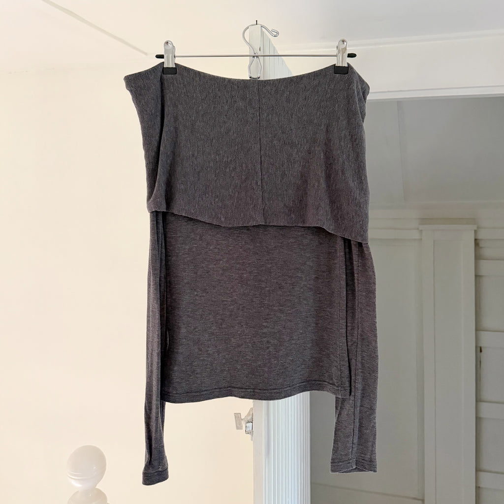Source Unknown Jersey Knit Off Shoulder Overlay Top OS
