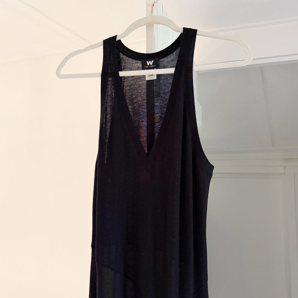 W by Worth Wool Cashmere Knit Bias Cut Handkerchief Midi Dress Size P