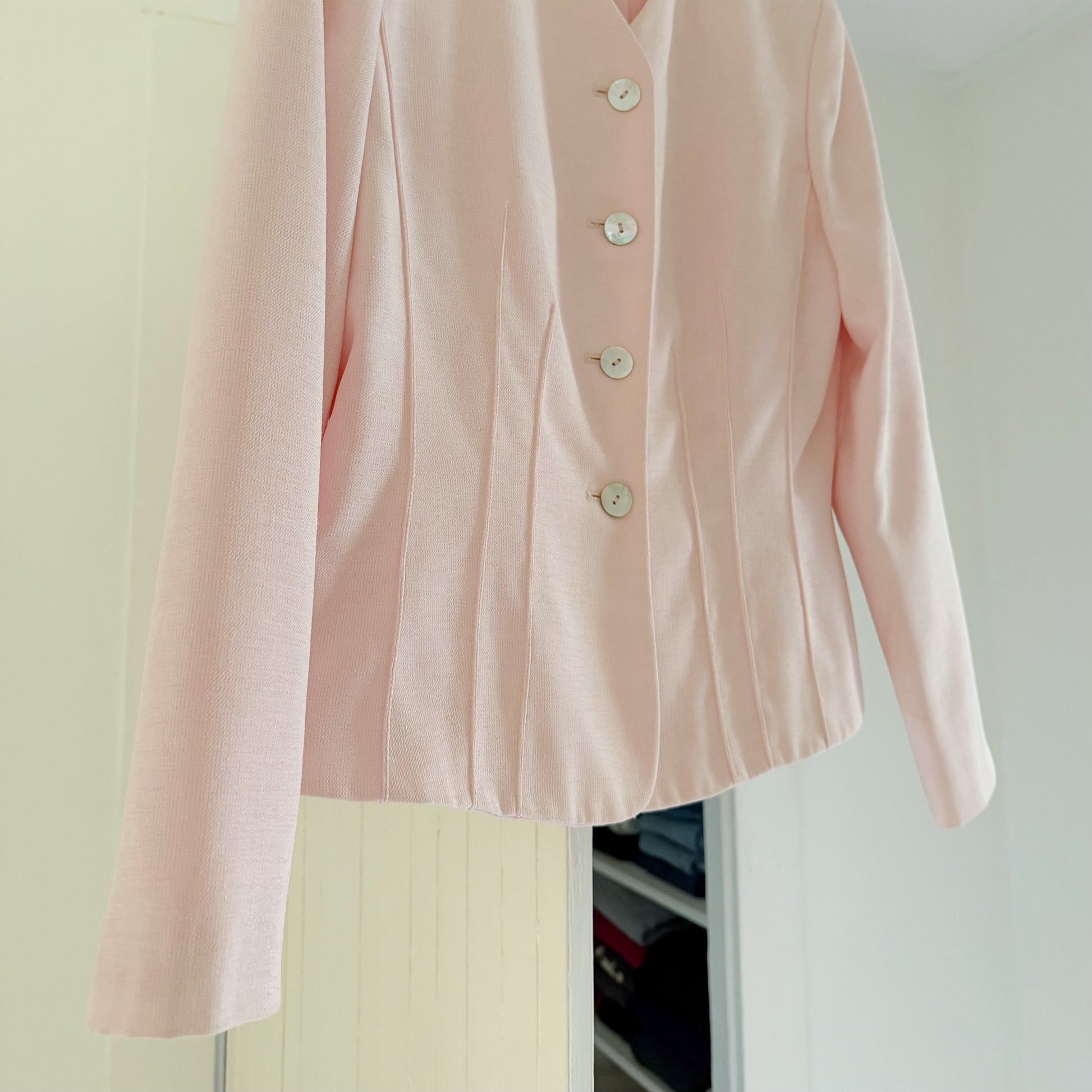 Kasper for ASL Vintage 90s Collarless Pintuck Blazer Jacket Size 8