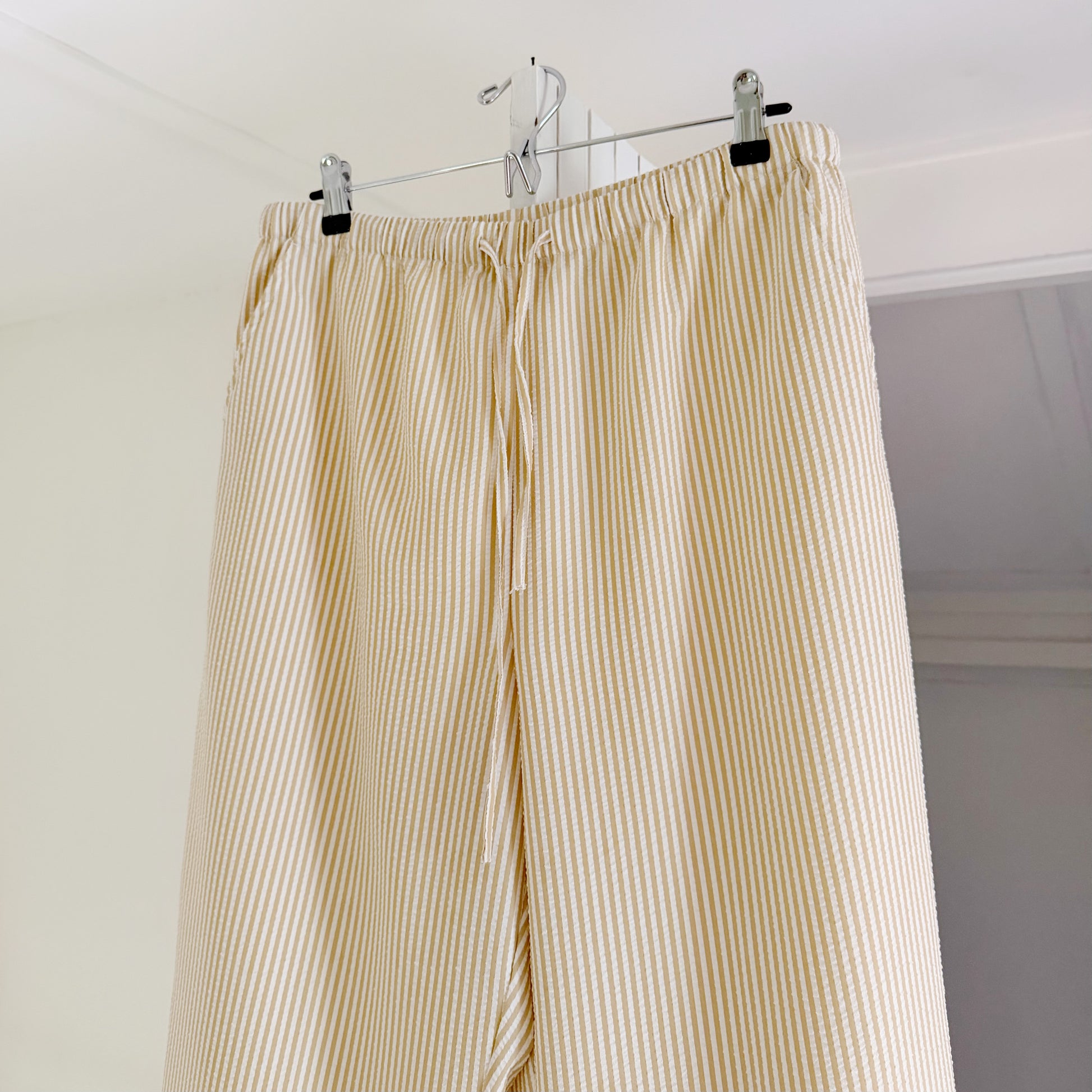Orvis Seersucker Striped Wide Leg Drawstring Pants Size LP