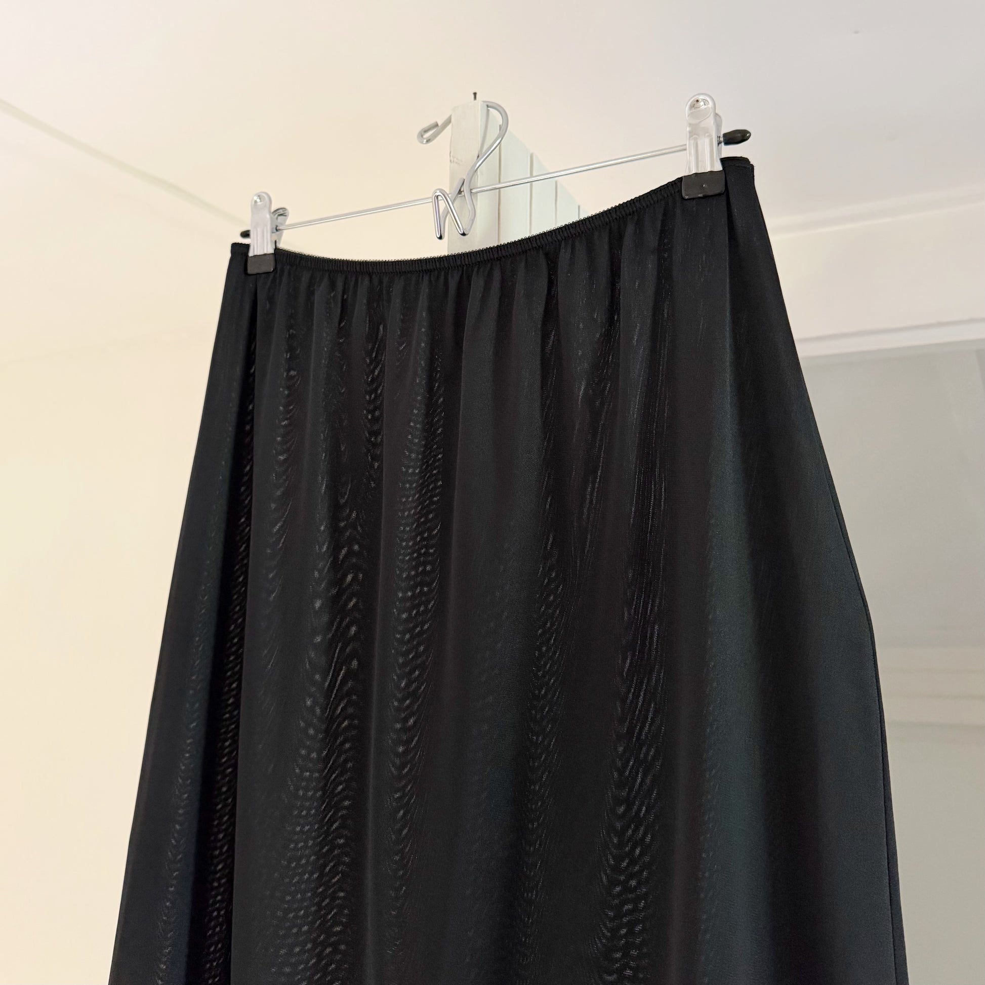 Sears Vintage 70s Lace Trim Midi Slip Skirt Size L