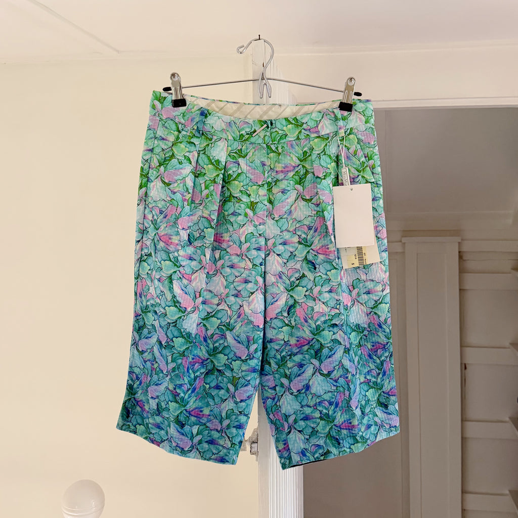 Sportmax SS12 Floral Pleated Bermuda Shorts in Azure NWT