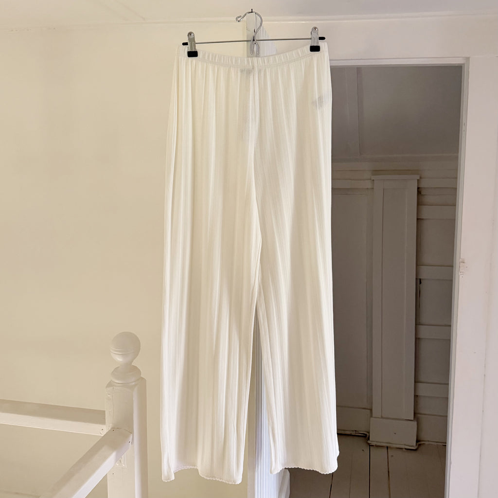 J. Crew Pointelle Knit Wide Leg Pant in Ivory NWT Size M
