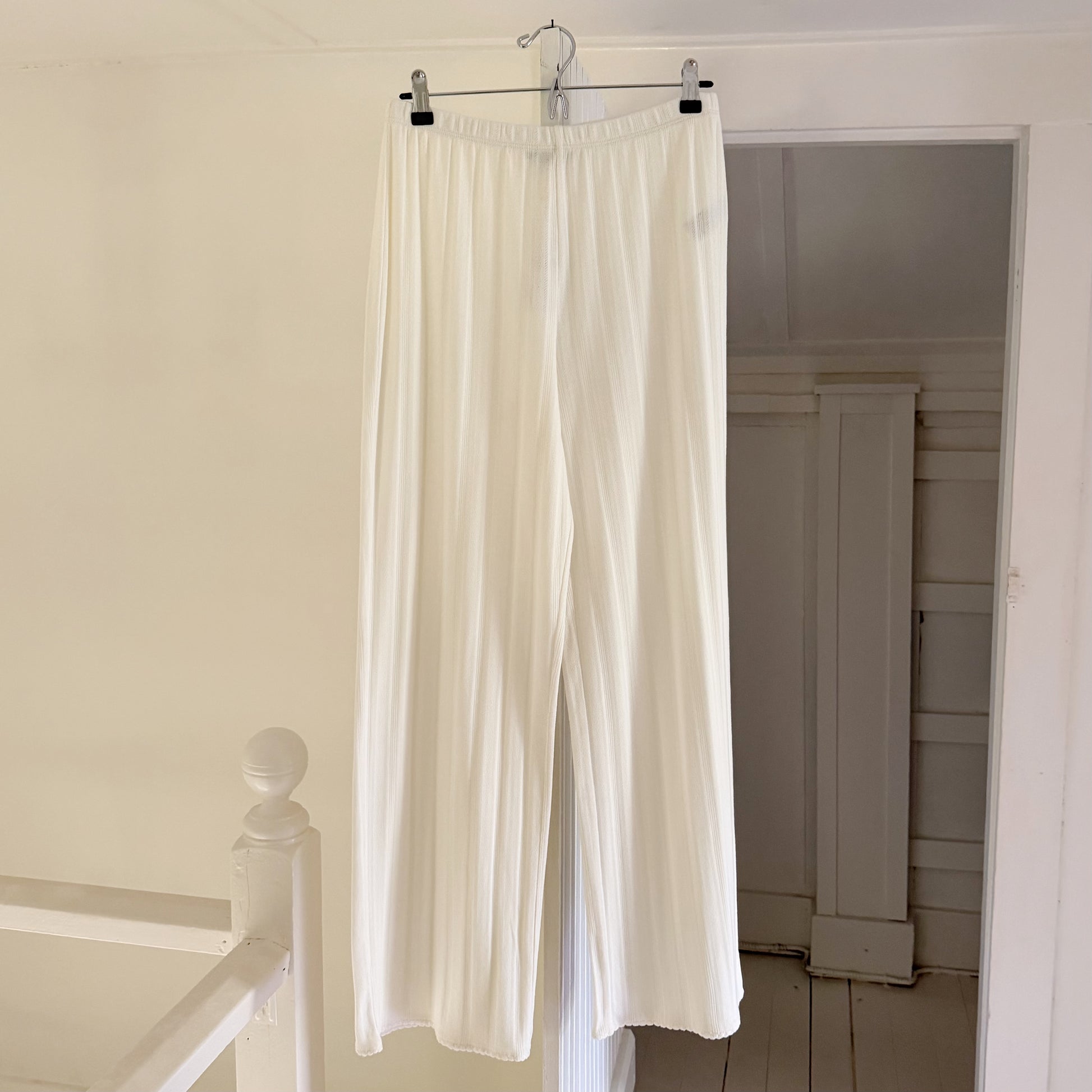 J. Crew Pointelle Knit Wide Leg Pant in Ivory NWT Size M