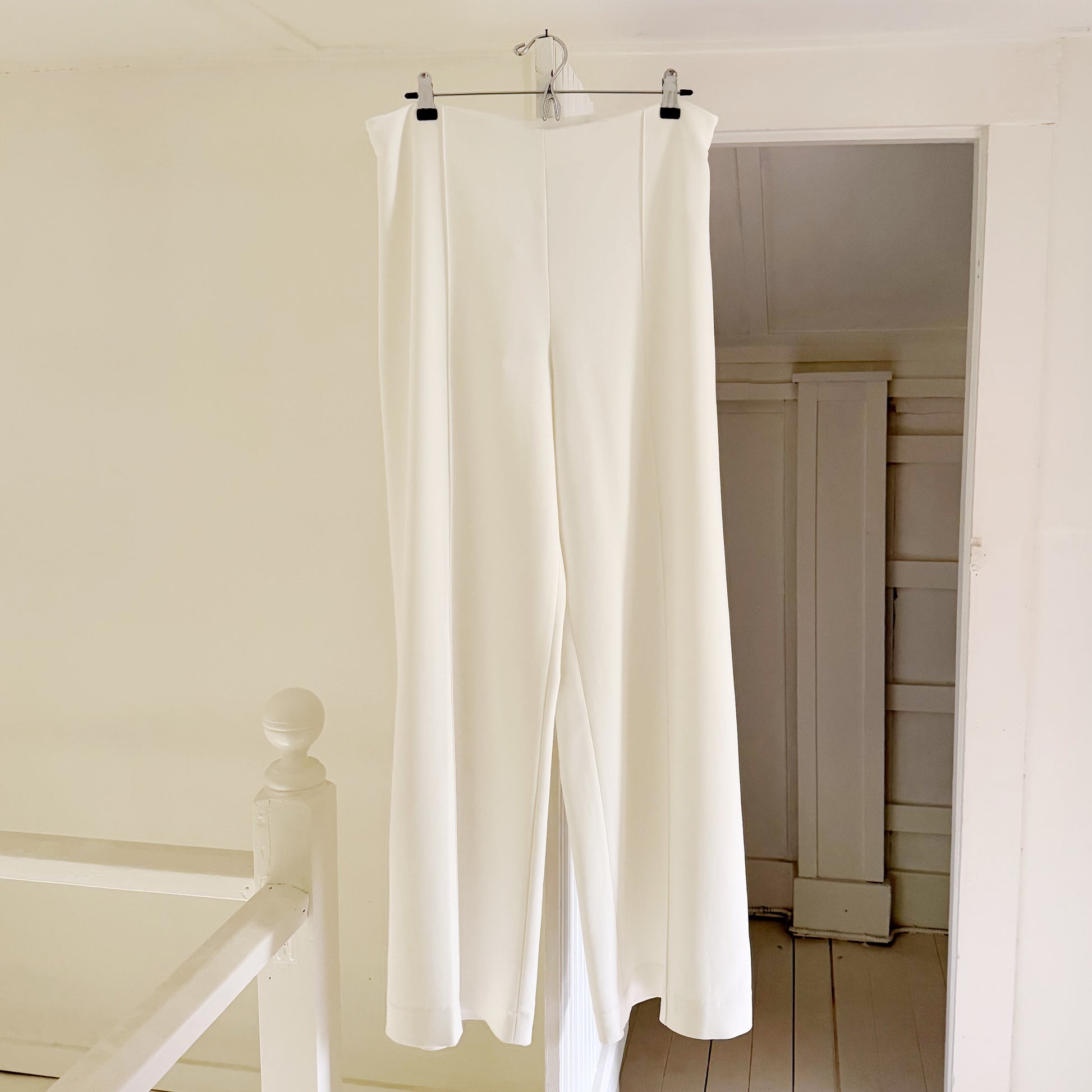 Esse Studios Classico High Waist Wide Leg Pintuck Trousers Ivory NWT Size US 10