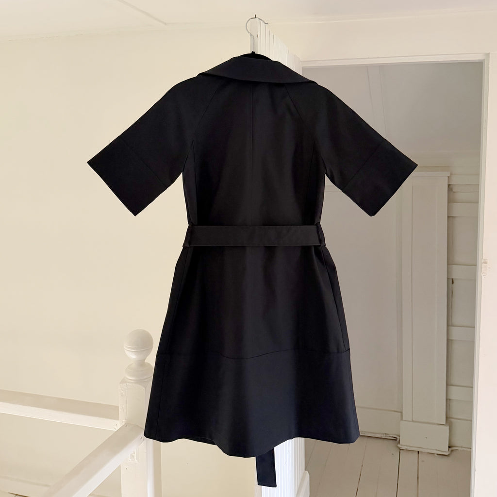 Theory Lyda Short Sleeve Tie Waist Trench Coat Size P
