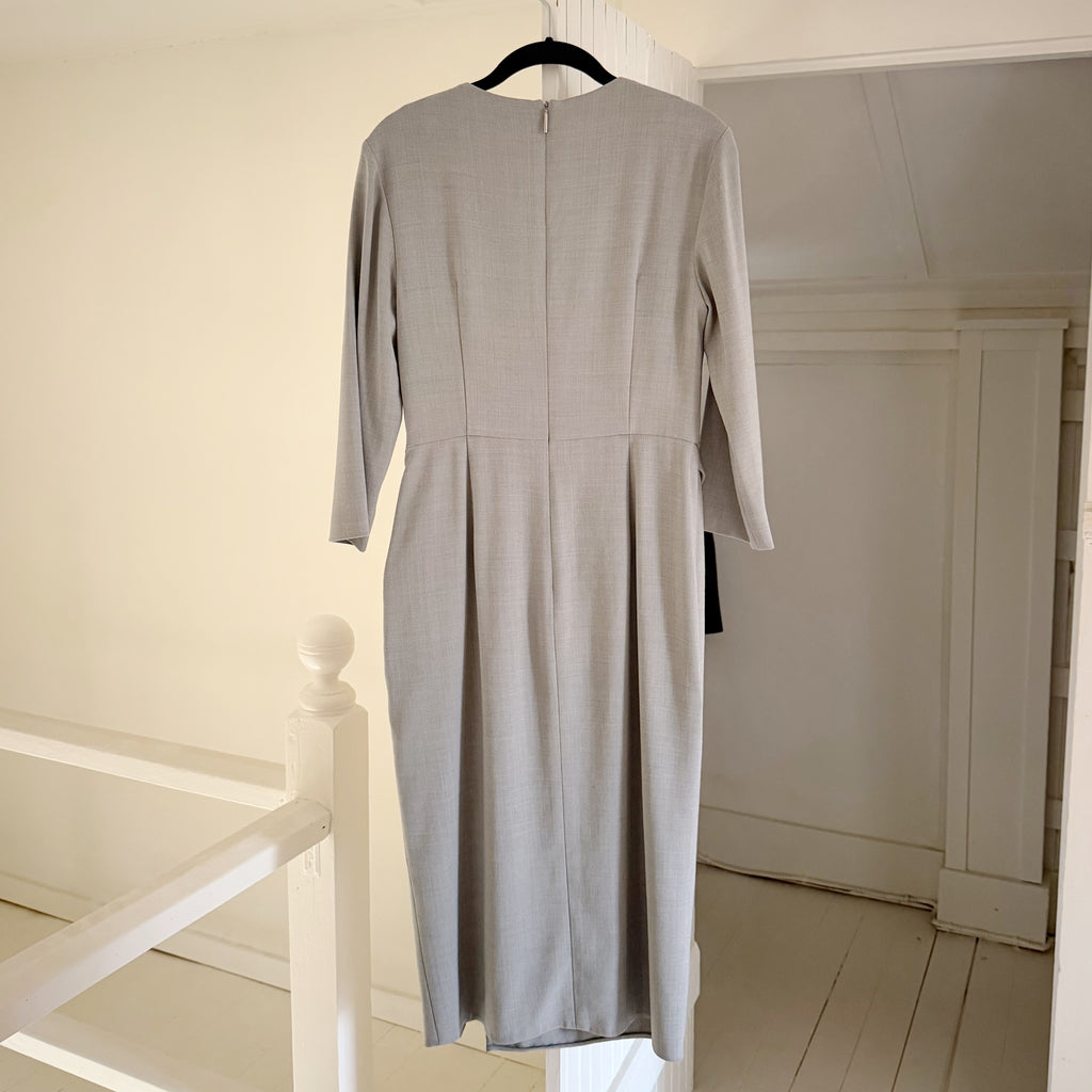 Jason Wu Draped Wool Canvas Midi Pencil Dress Grey Size 6