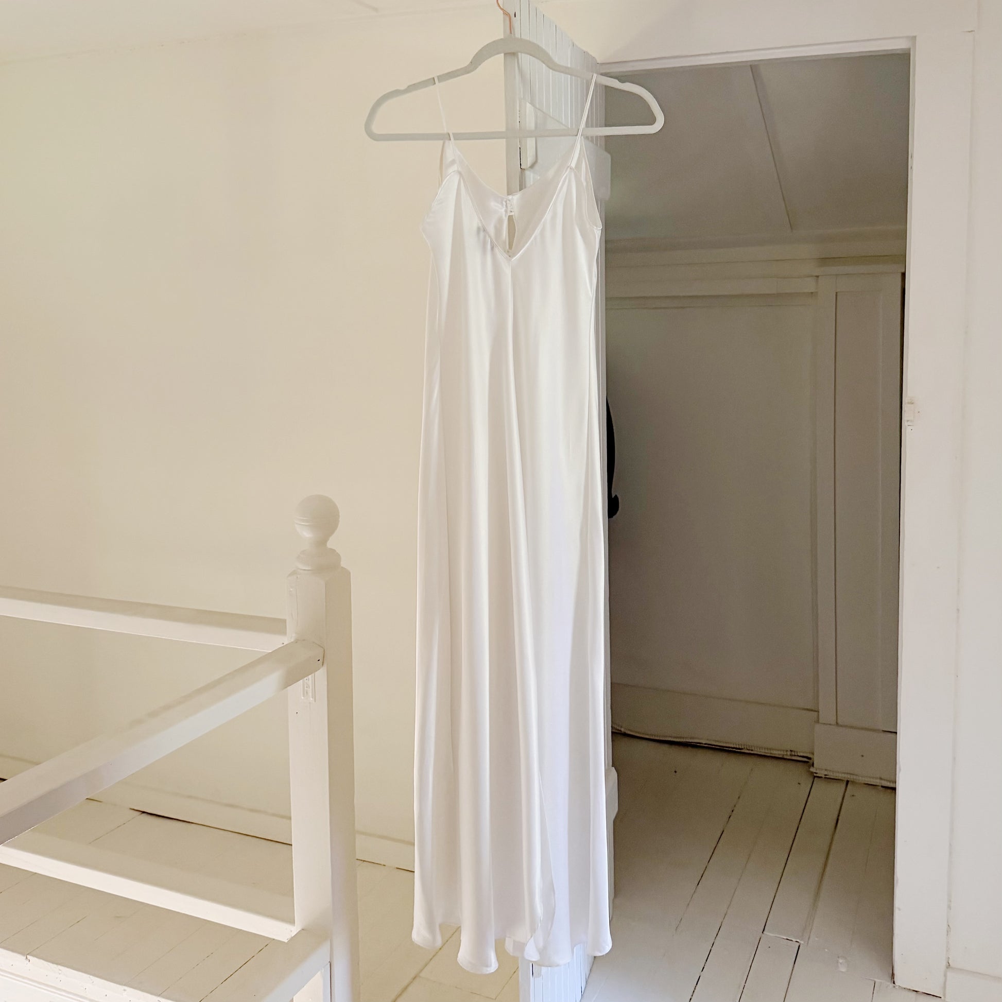 Miss Dior Lingerie Vintage 60s Satin Pearl Button Midi Slip Dress Size P