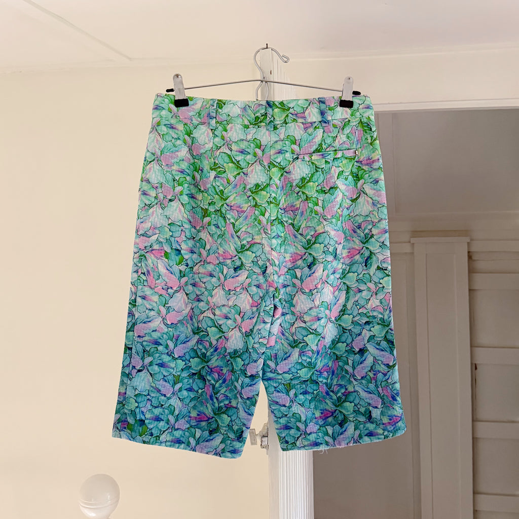 Sportmax SS12 Floral Pleated Bermuda Shorts in Azure NWT