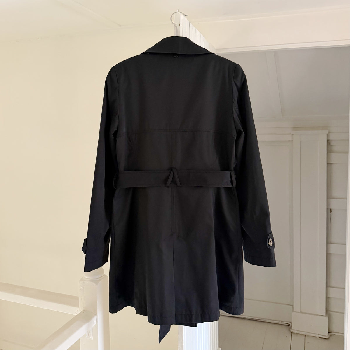 DKNY Y2K Abby Double Breasted Trench Coat in Black Size S