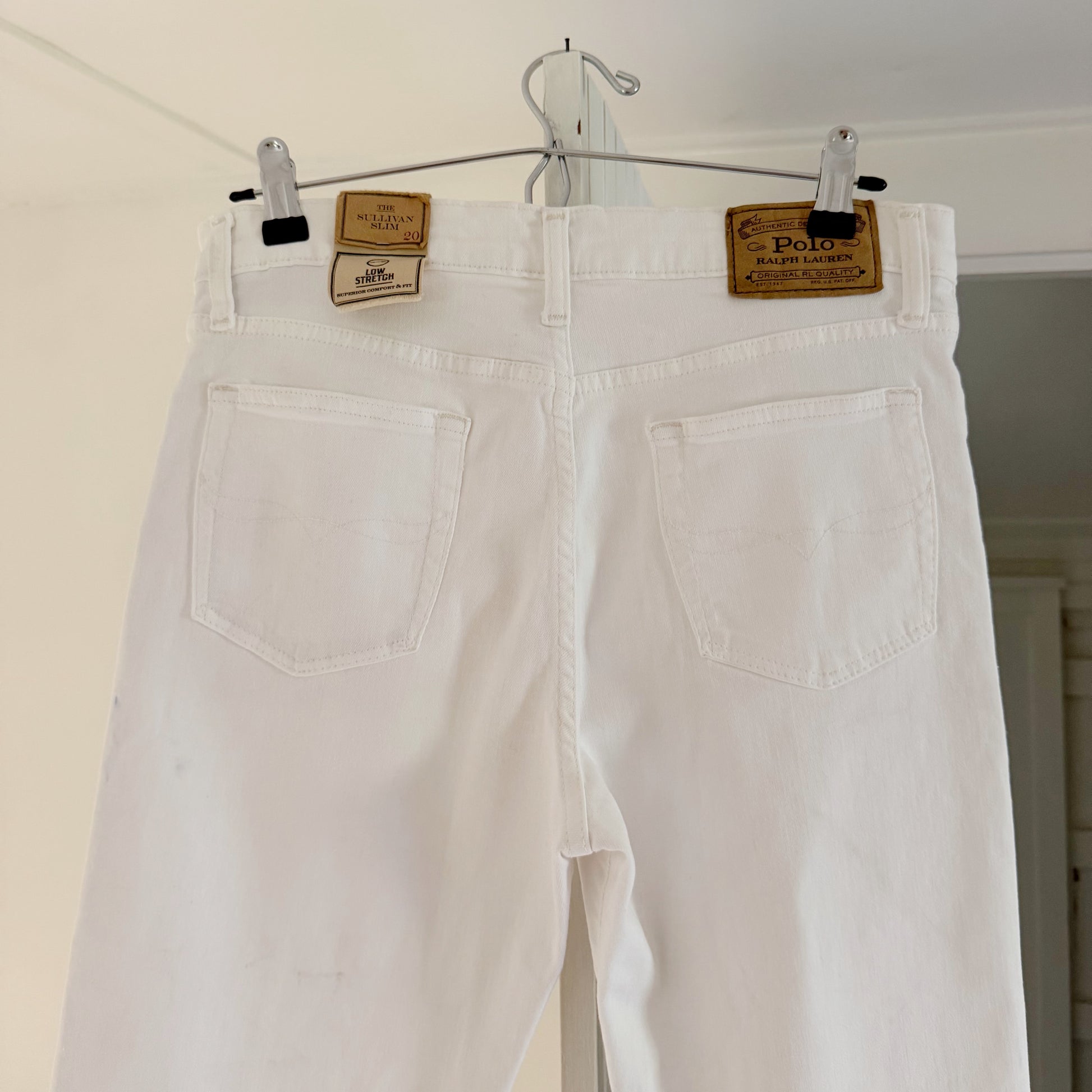 Polo Ralph Lauren The Sullivan Slim Bermuda Jean Shorts Dell White Size 20 NWT