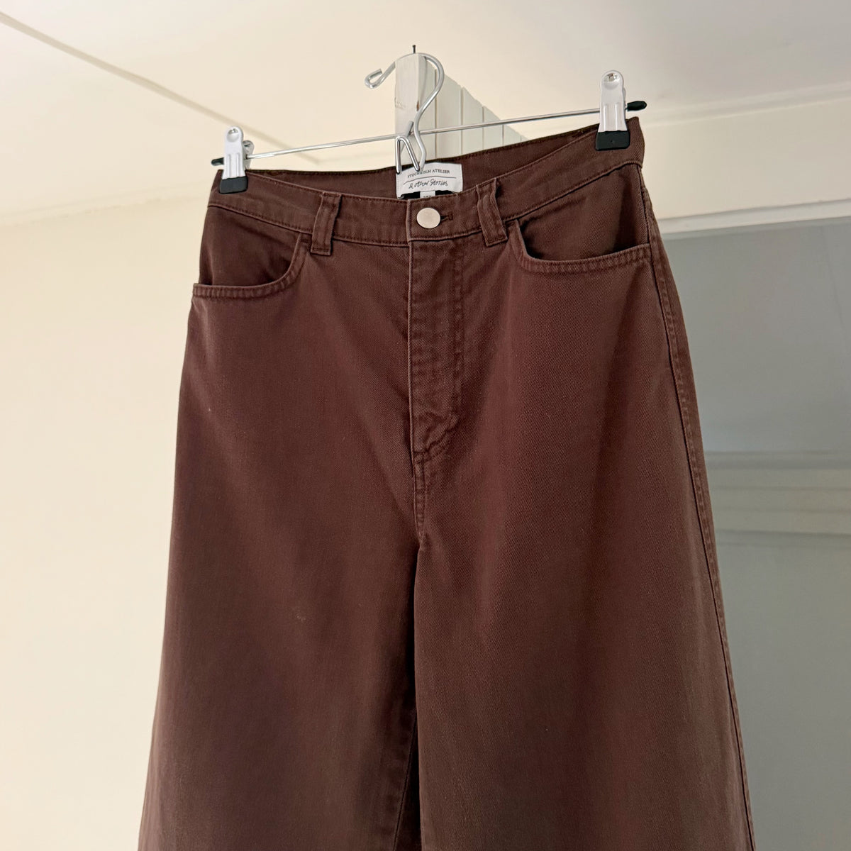 & Other Stories Stockholm Atelier High Rise Wide Leg Jeans Size EU 34 Dark Brown