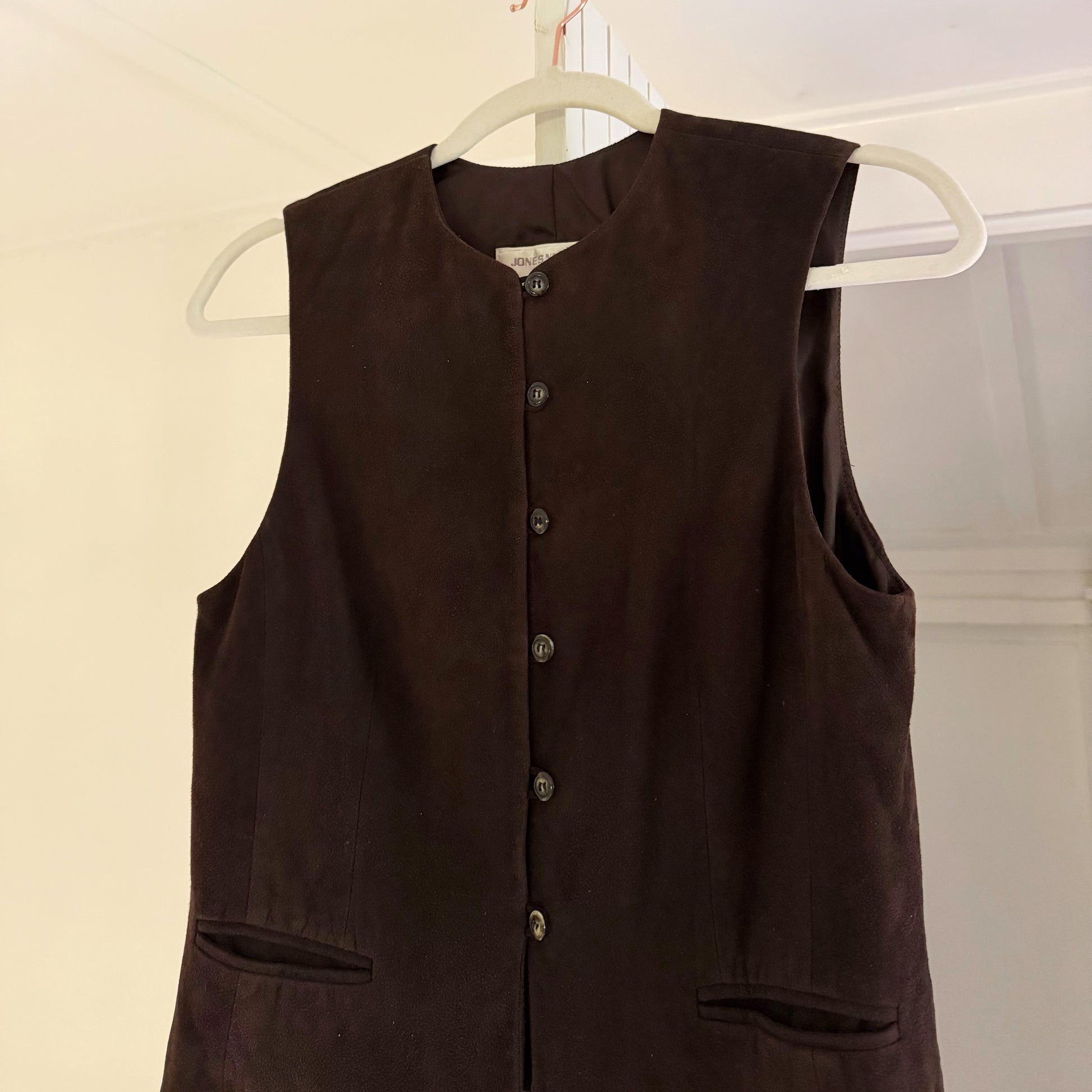 Jones New York Vintage 90s Suede Leather Suit Vest Size 4P