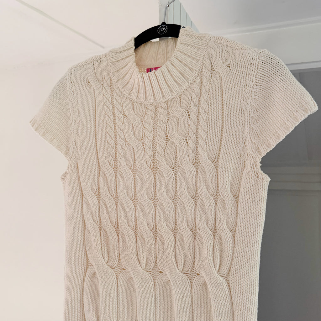 BCBGirls Vintage Y2K Cable Knit Capped Sleeve Mockneck Sweater Size S