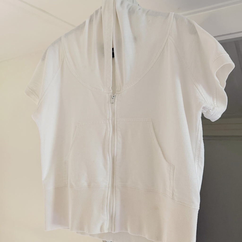 Norma Kamali Collared Cropped Zip Front Sweatshirt Size L