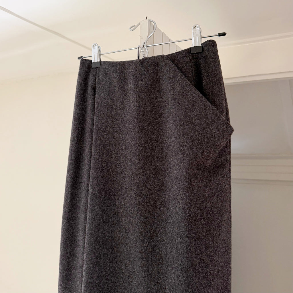 Anne Klein x Saks Fifth Avenue Vintage 90s Wool Midi Wrap Skirt Grey Size 4