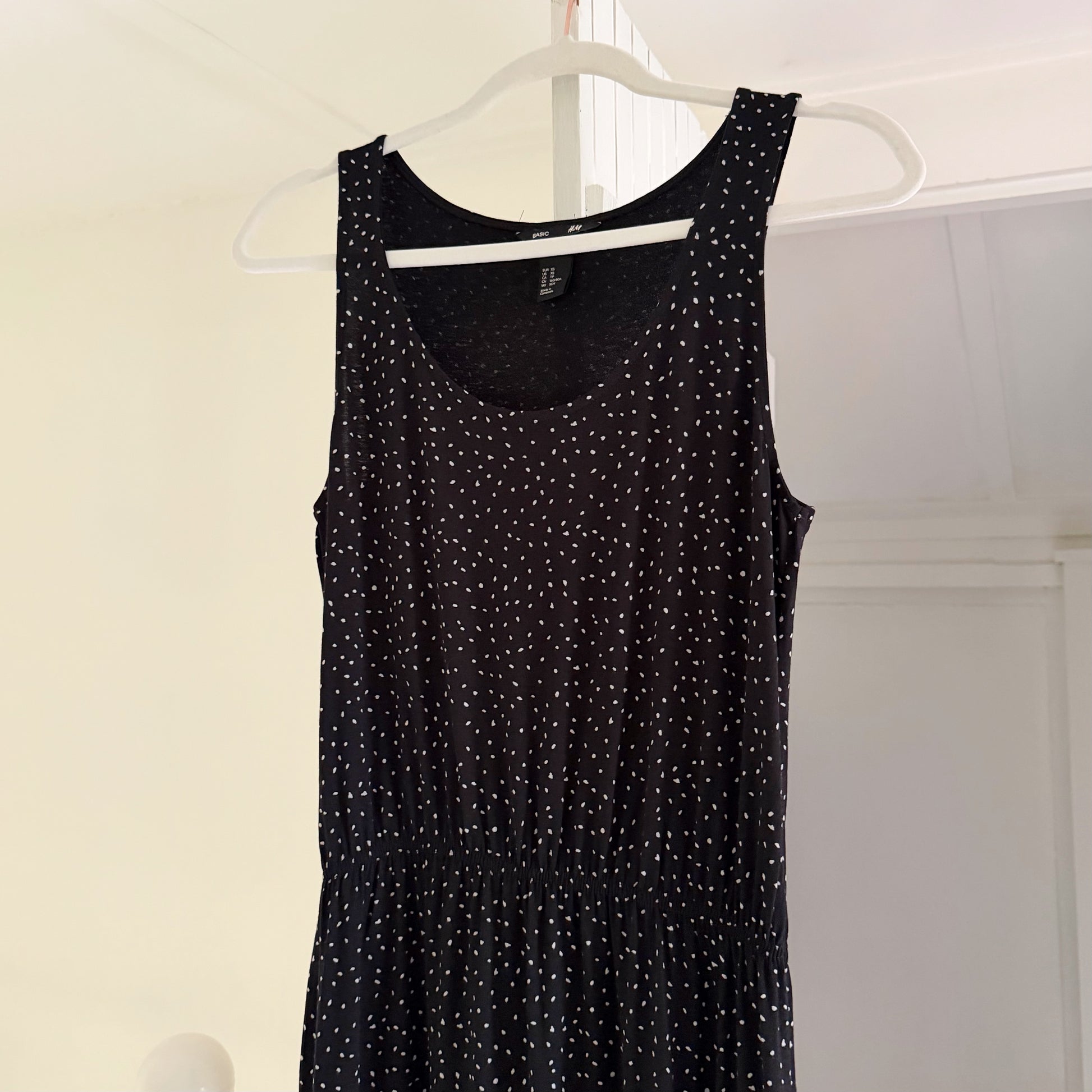 H&M Dot Print Blouson Waist Mini Dress Size XS