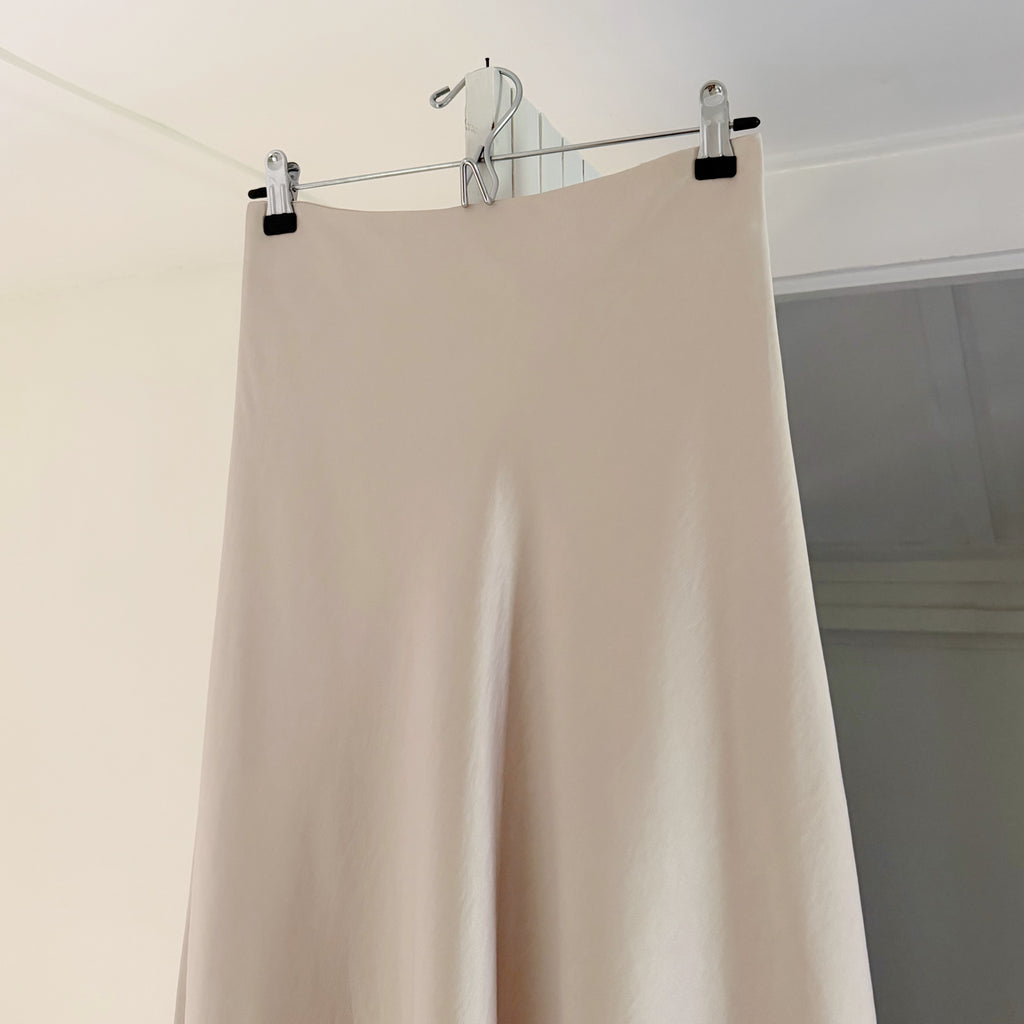 Neroli 36 Satin A-Line Midi Skirt Size 1 Cream