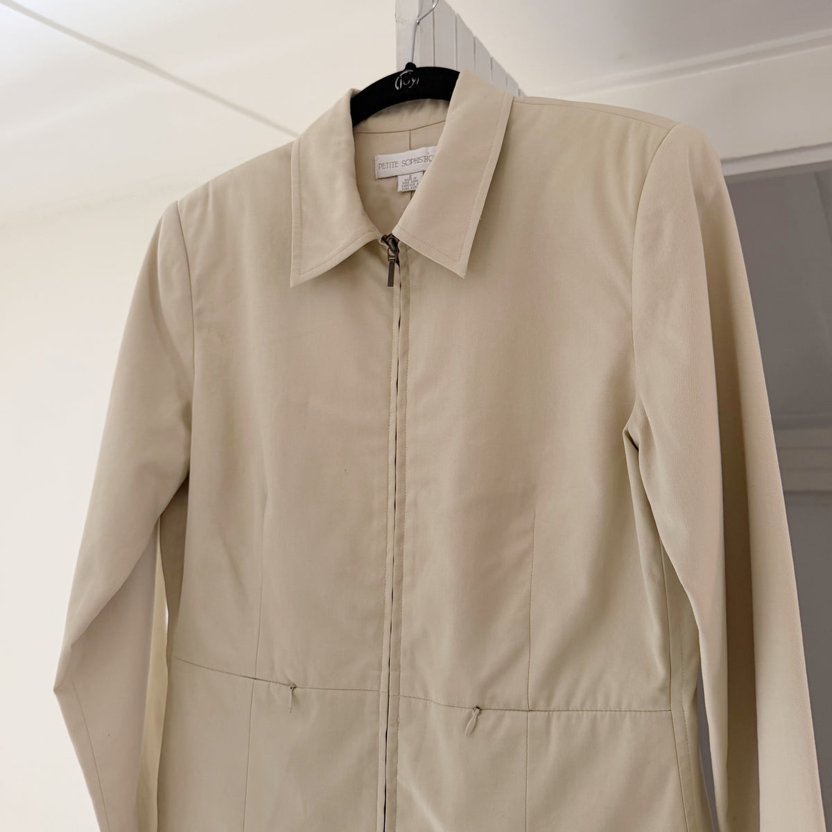 Petite Sophisticate Vintage Y2K Zip Up Jacket Beige Size 2