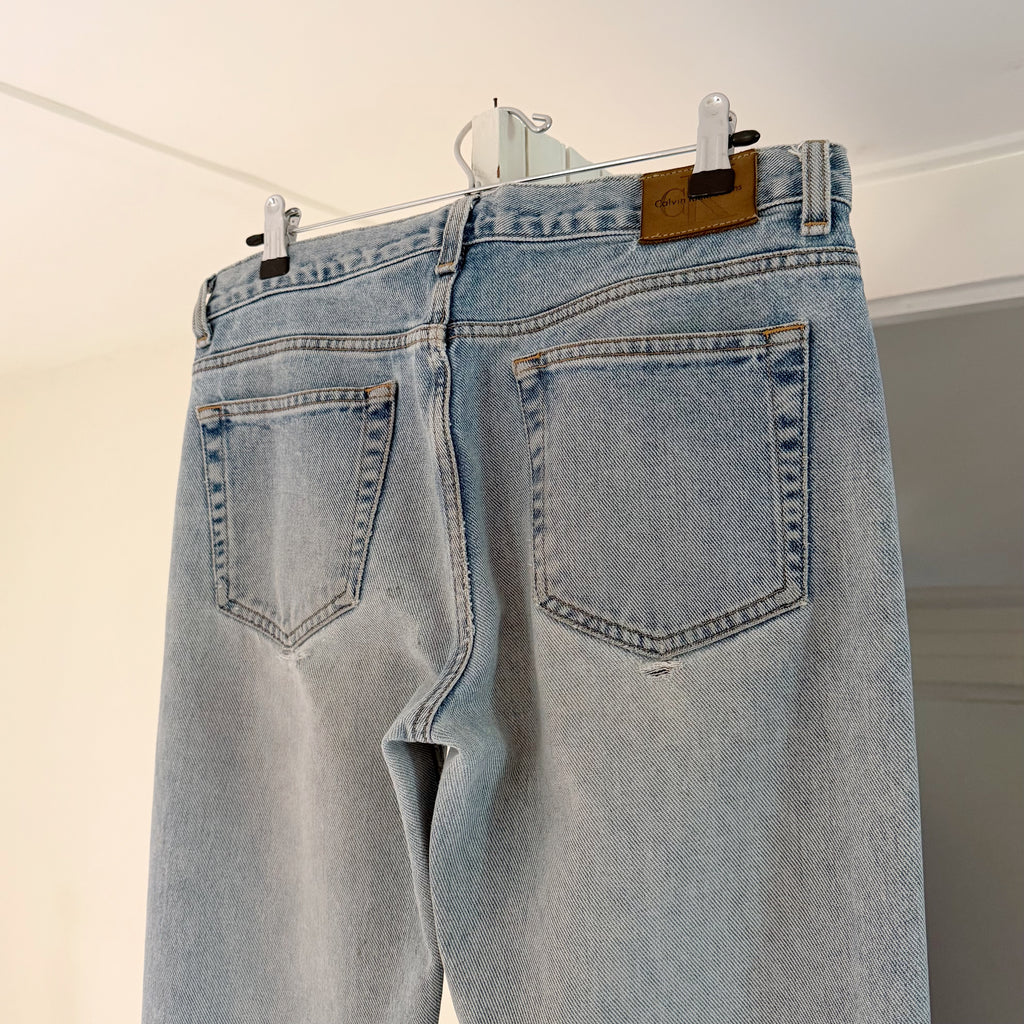 Calvin Klein Jeans Vintage 90s Low Rise Bootcut Jeans Allover Sandblast Size 7